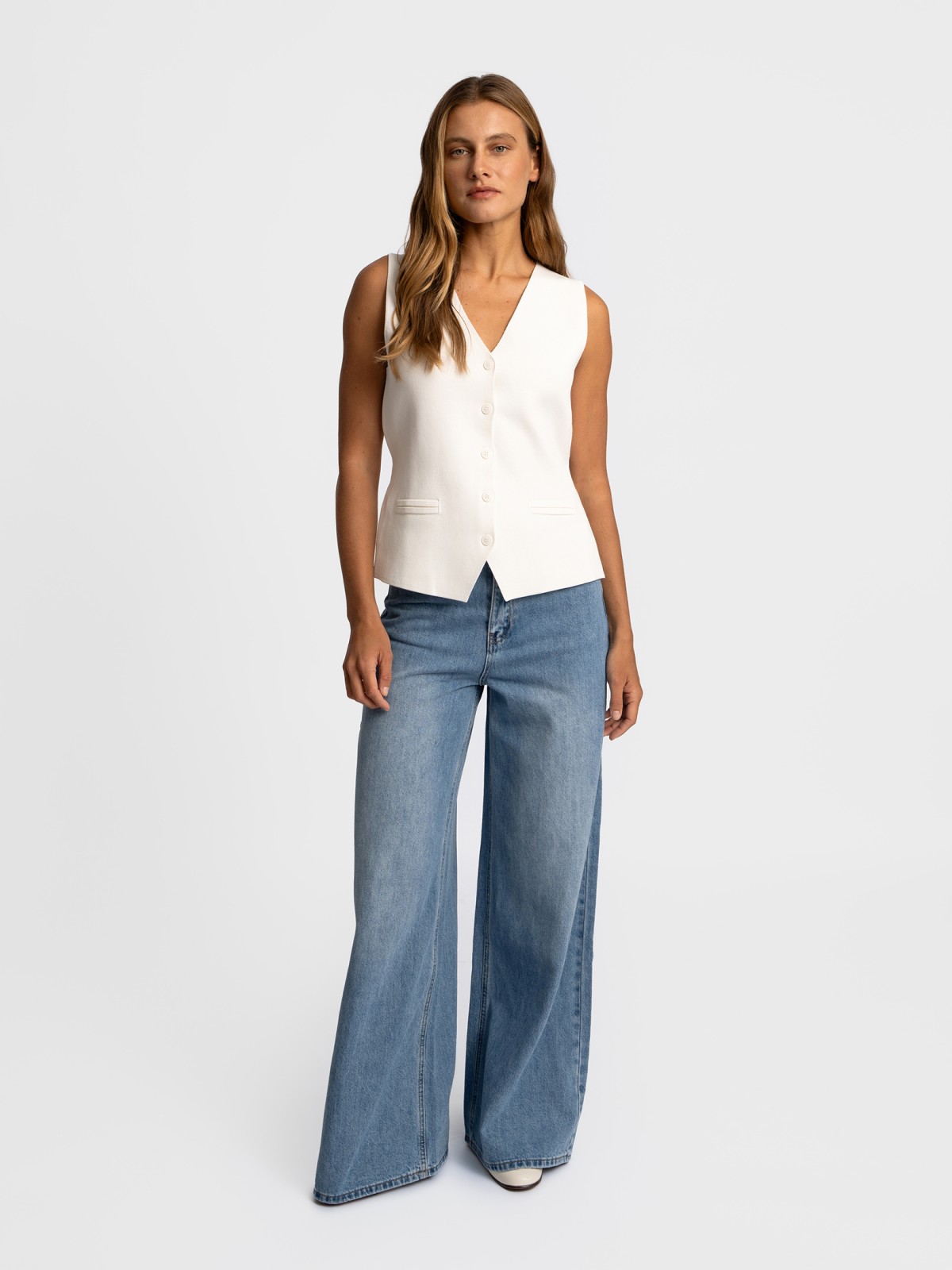 Джинсы силуэта палаццо из хлопка