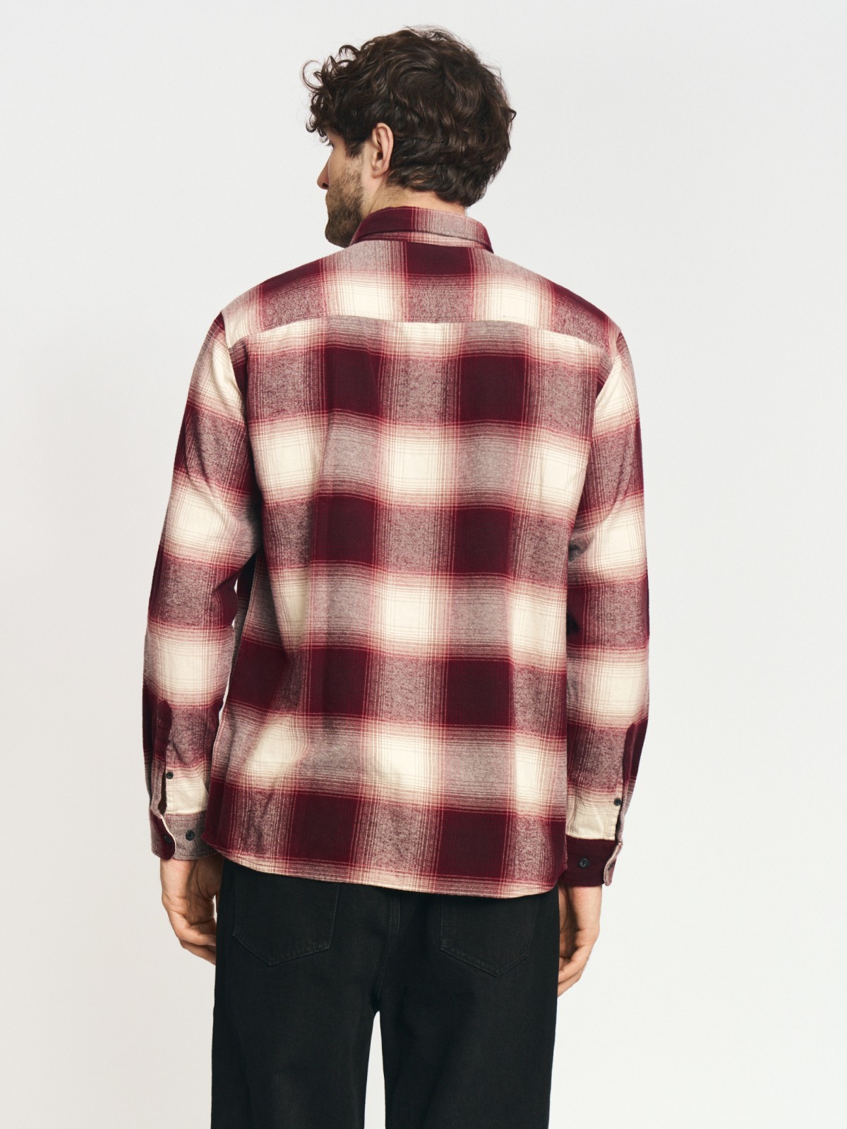 Рубашка из хлопка с длинным рукавом и узором в клетку