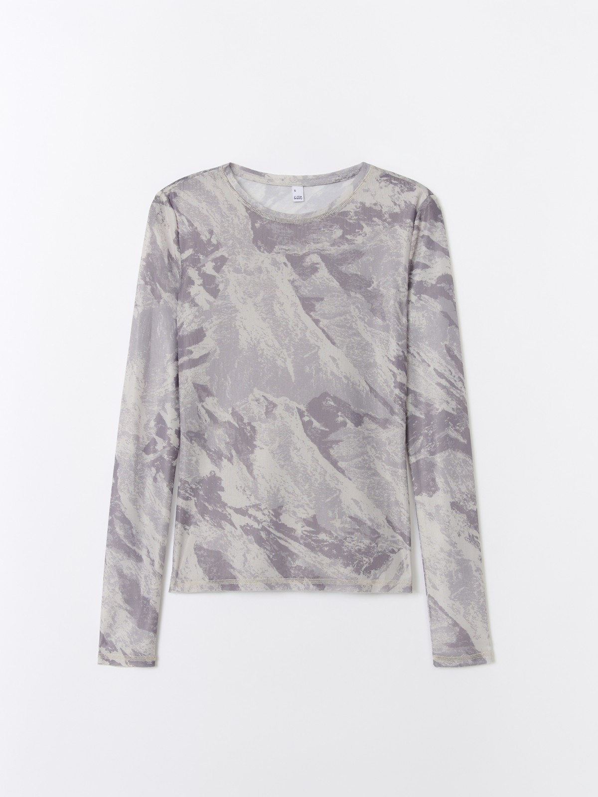 Лонгслив из сетки с принтом