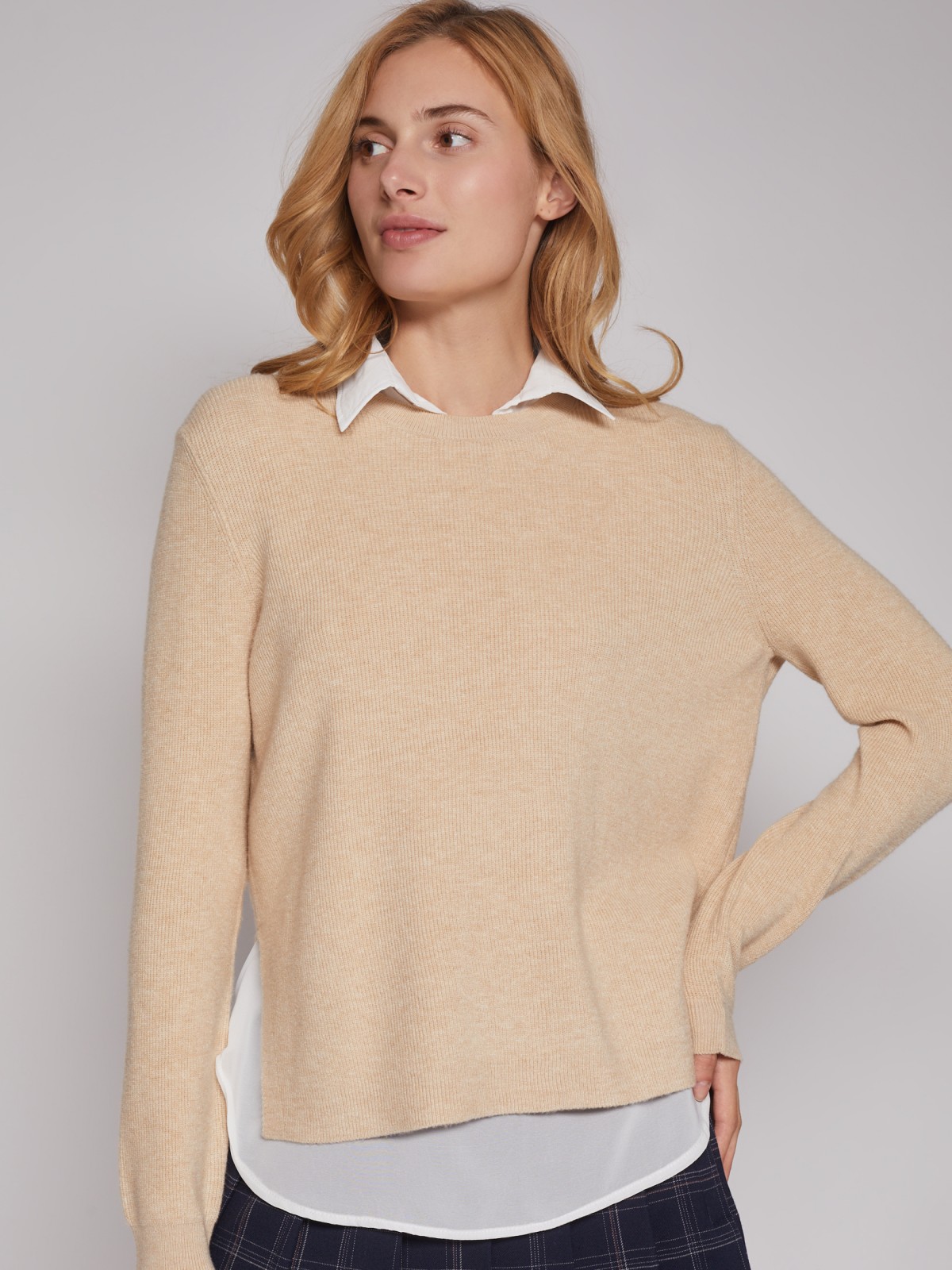 Комбинированный джемпер с воротником