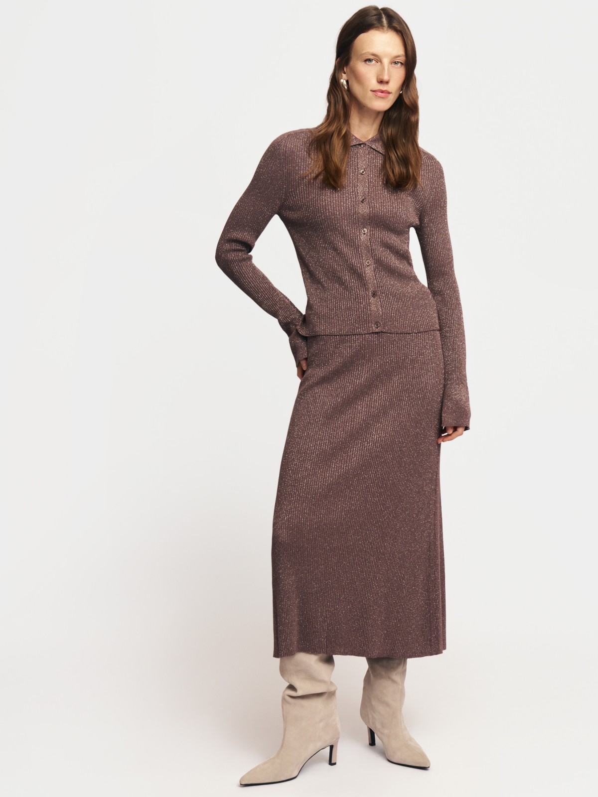 Трикотажный кардиган с люрексом