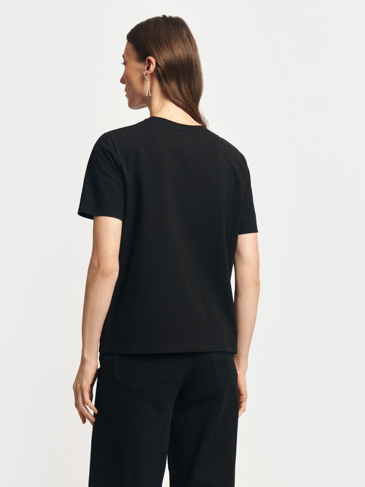 Футболка из хлопка со стразами