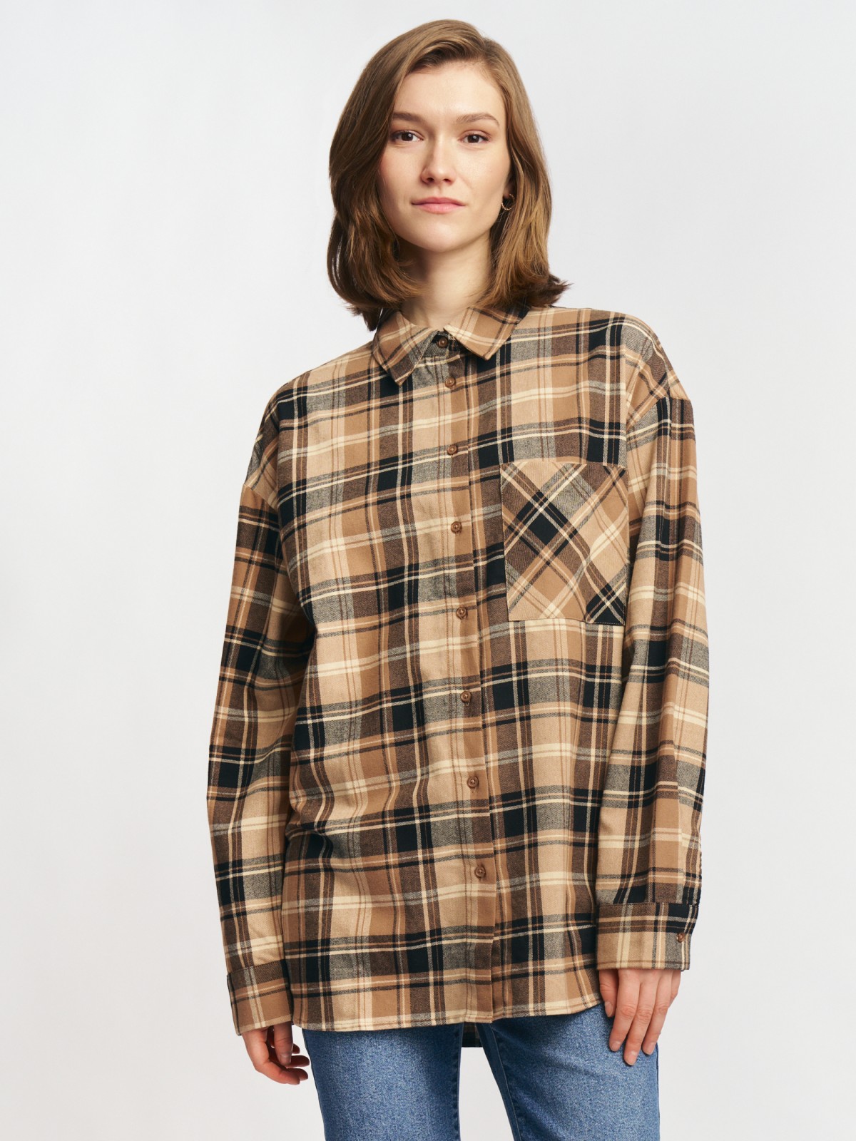 Фланелевая рубашка из хлопка в клетку