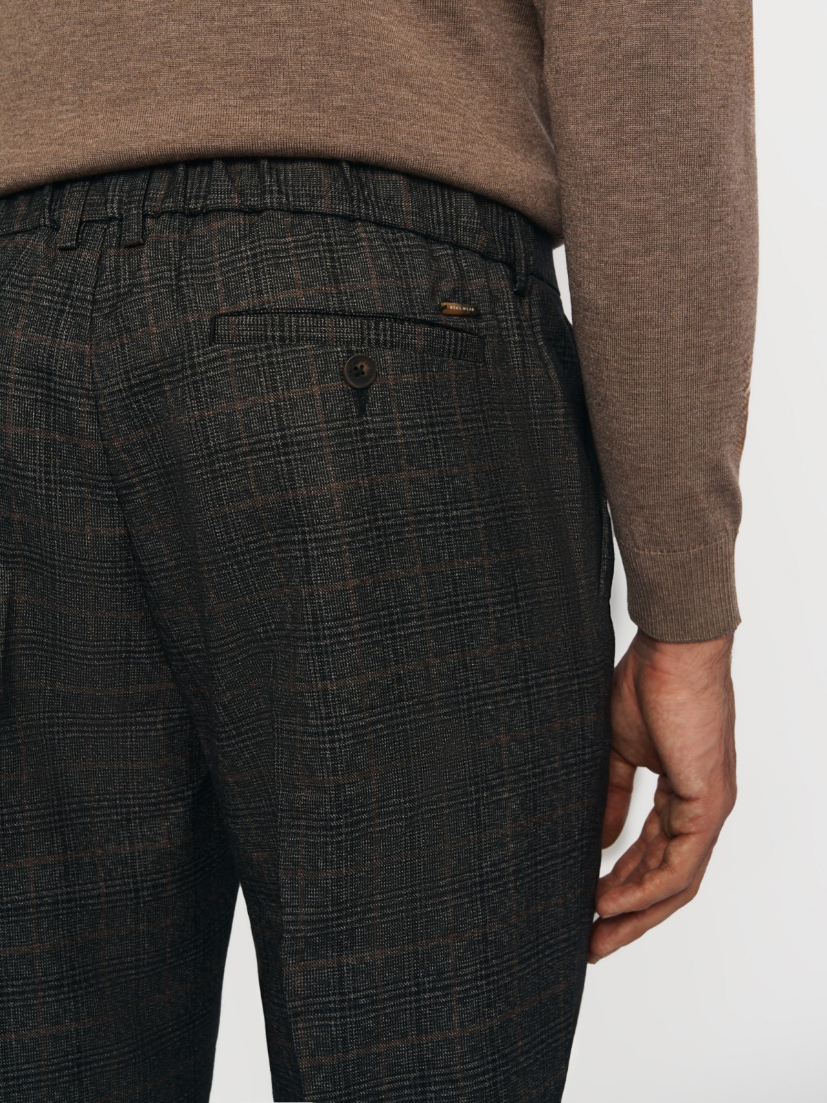 Брюки силуэта Tapered в клетку с поясом на резинке