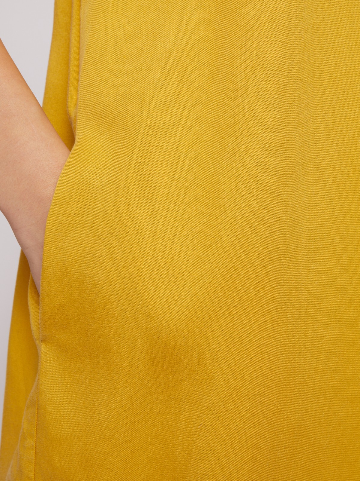 Платье-рубашка мини из лиоцелла на пуговицах zolla 02421827Y053, цвет горчичный, размер S - фото 6