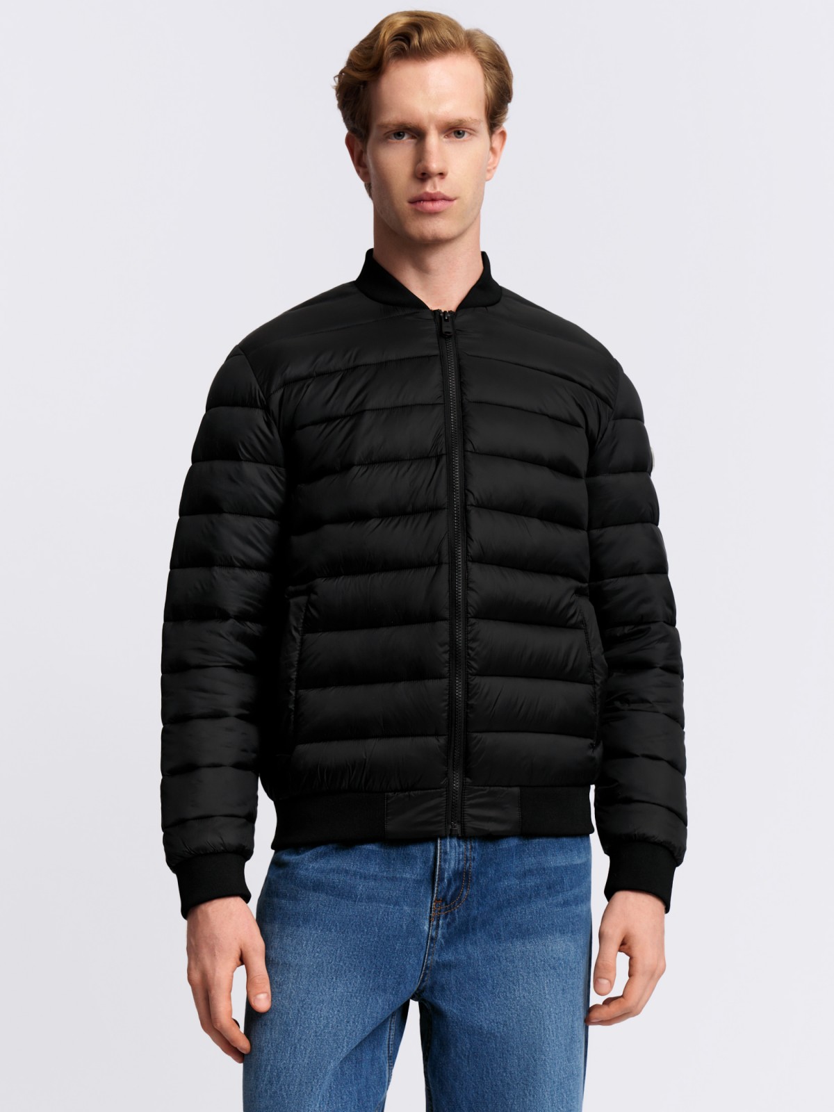 Тёплая стёганая куртка-бомбер с утеплителем