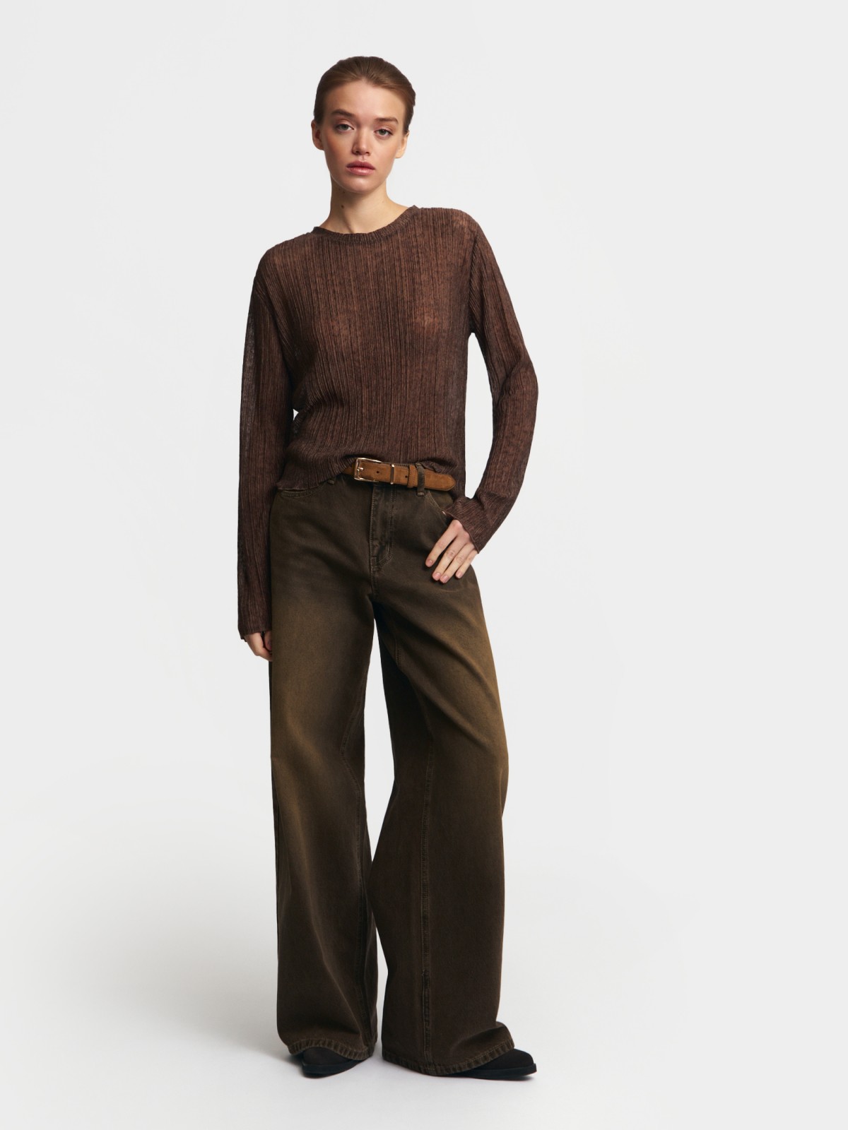 Полупрозрачный лонгслив с длинным рукавом