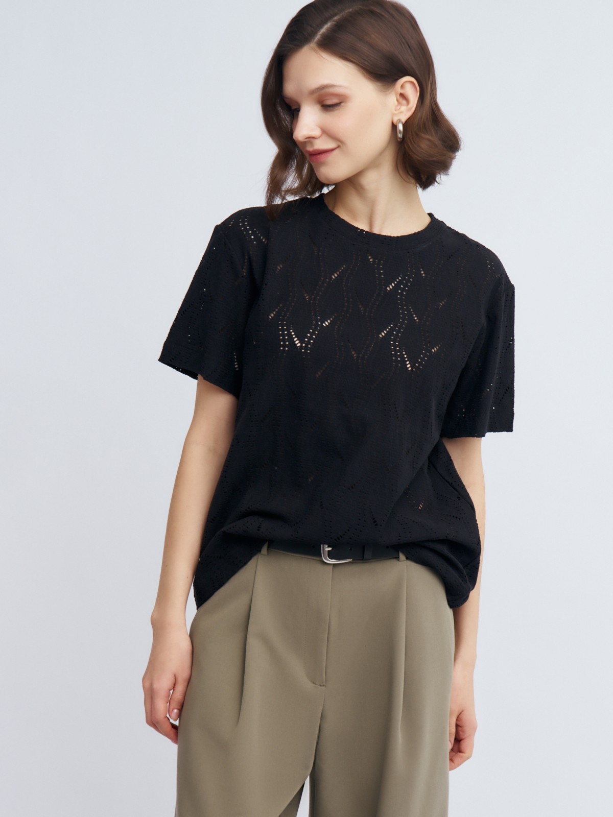 Ажурная футболка из хлопка