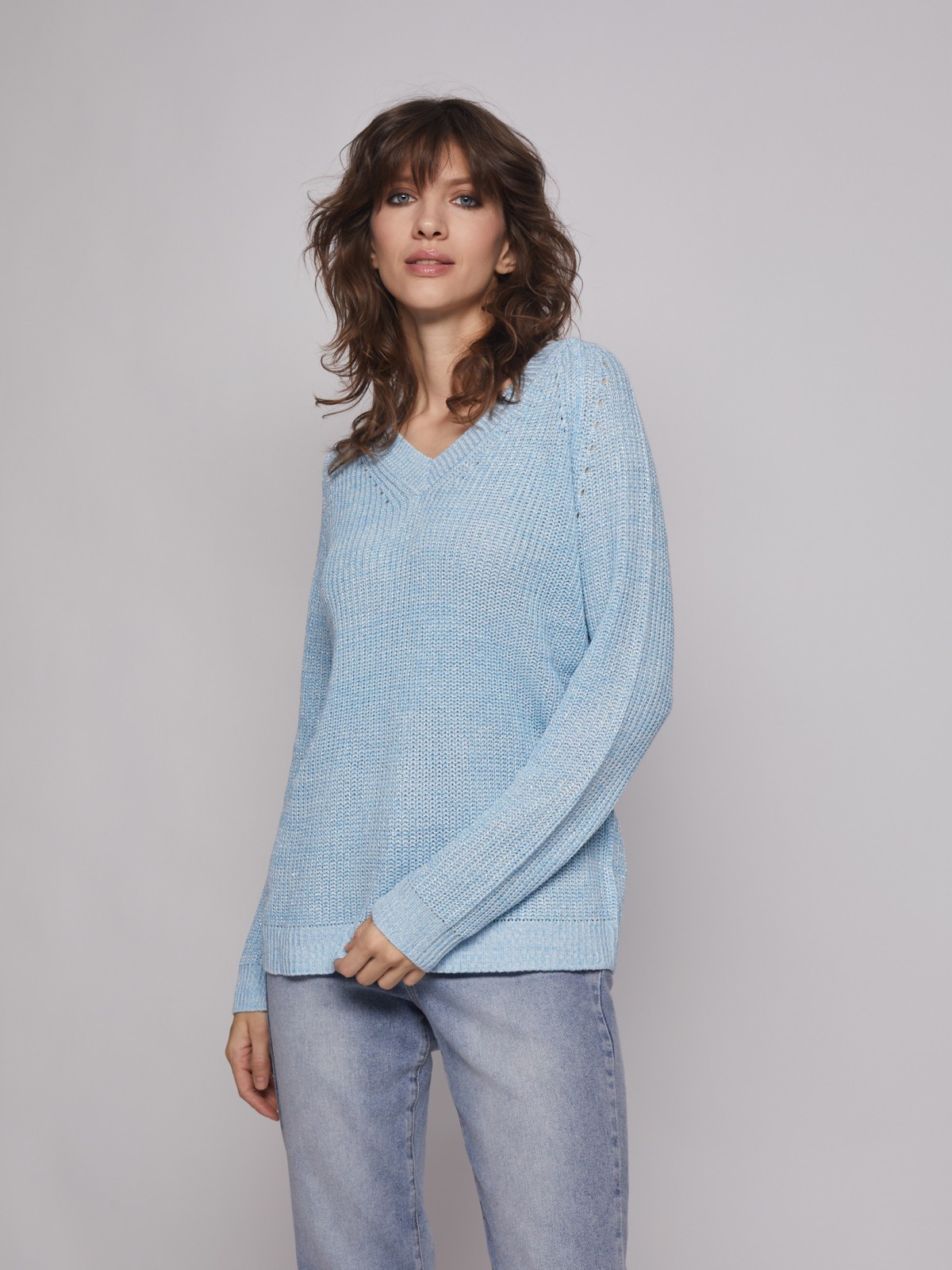 Вязаный пуловер с люрексом