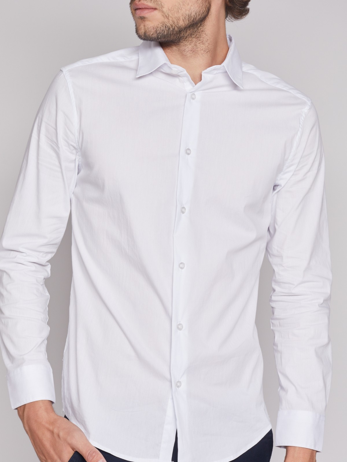 Рубашка с длинным рукавом zolla 012322162022, цвет белый, размер XS - фото 4