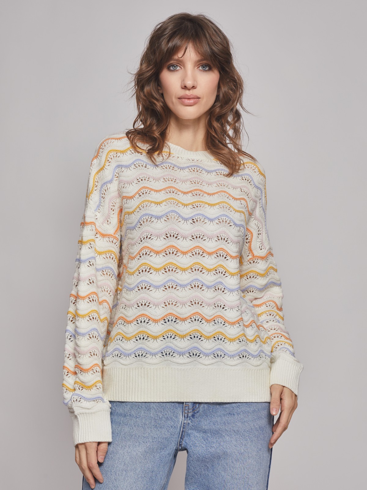 Ажурный вязаный джемпер