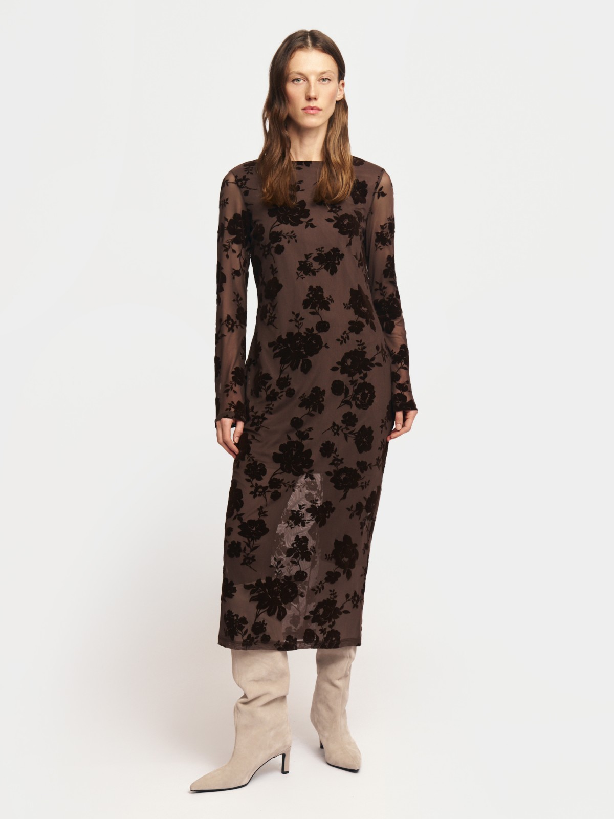 Платье из сетки с цветочным узором