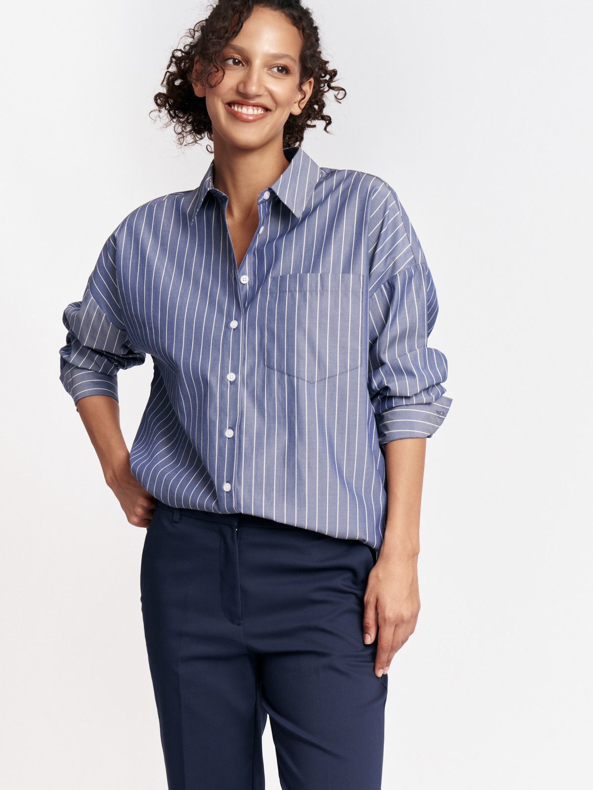 Рубашка свободного силуэта в полоску