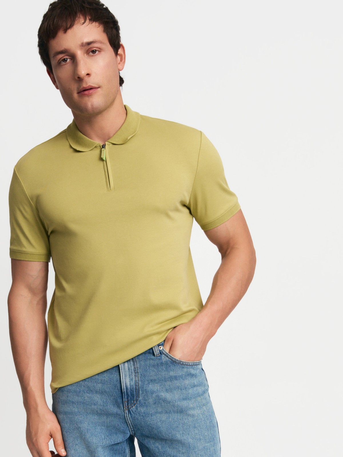 Футболка поло из хлопка на молнии