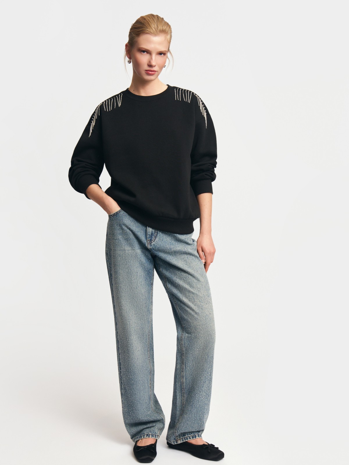 Свитшот расслабленного фасона с бахромой