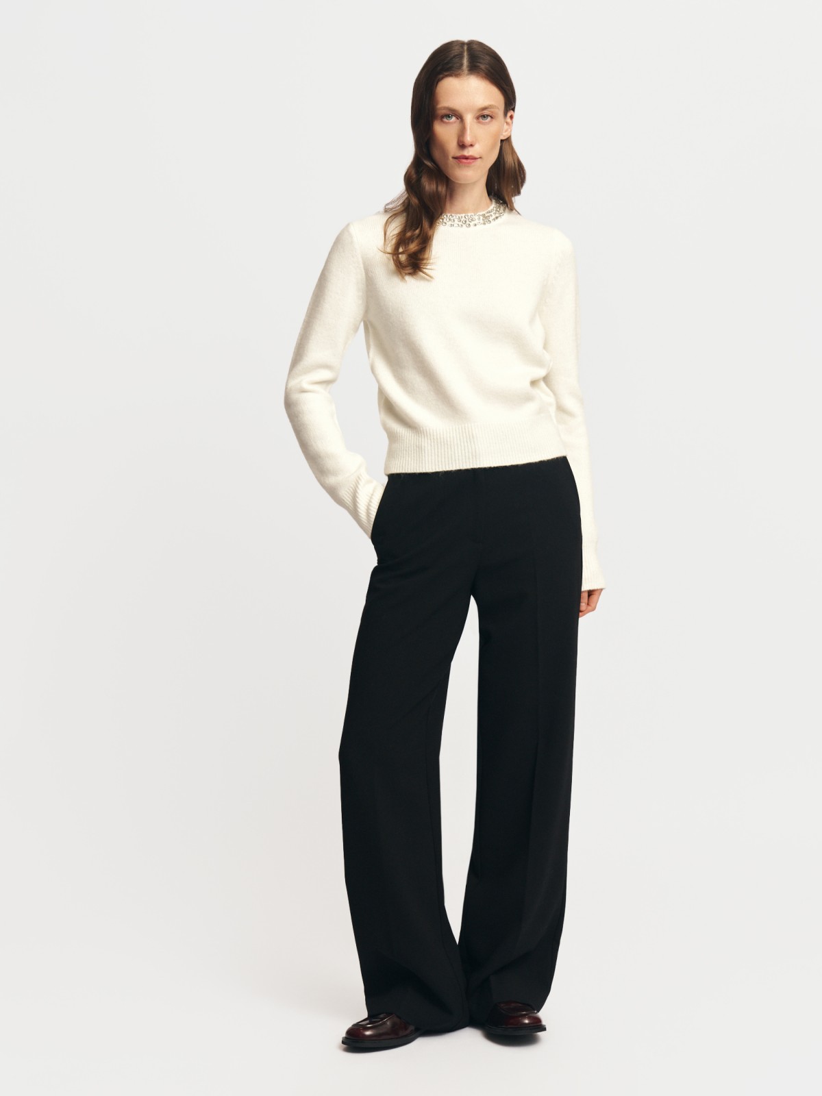 Вязаный джемпер с шерстью и стразами