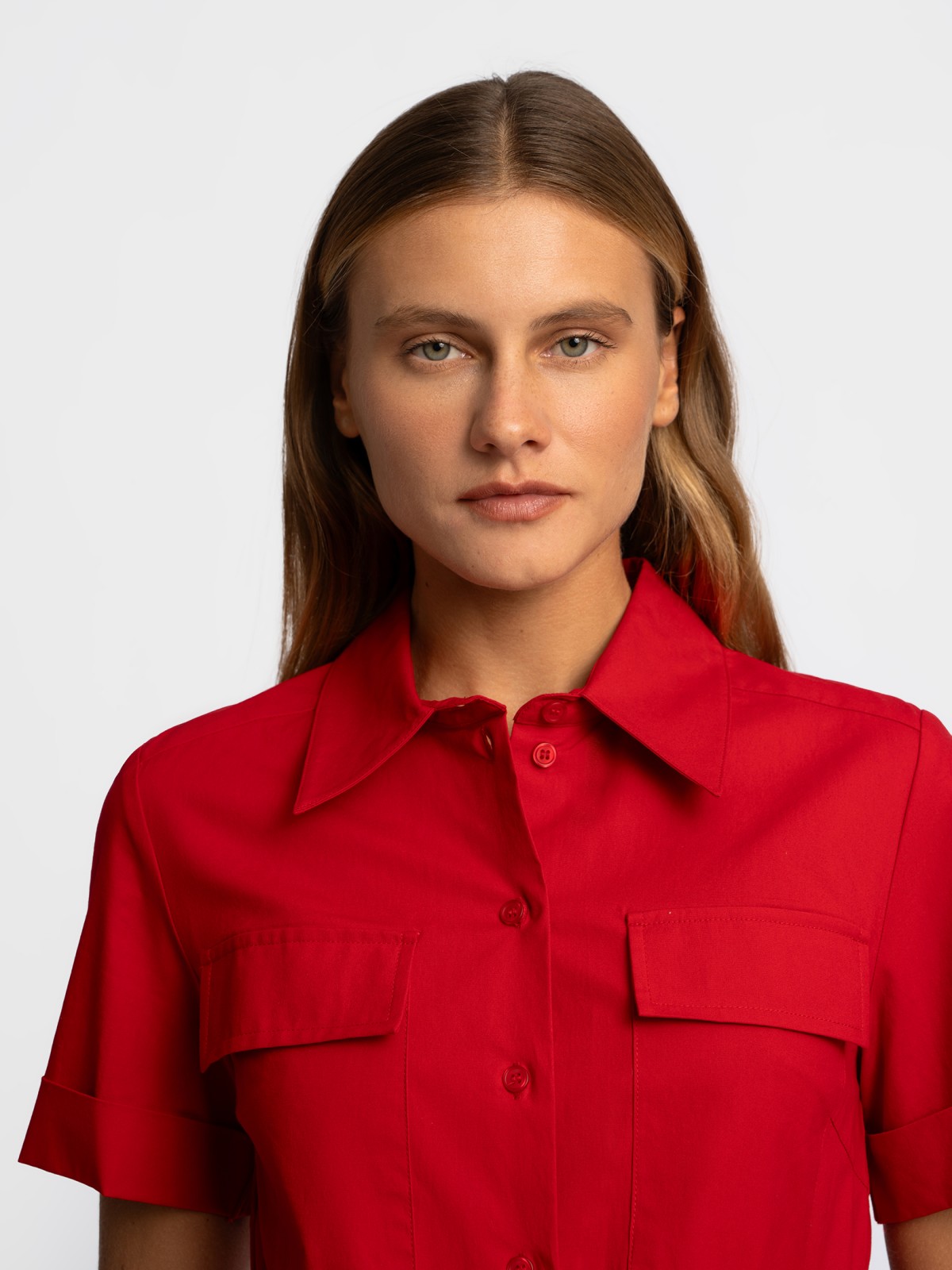 Платье-рубашка миди с поясом