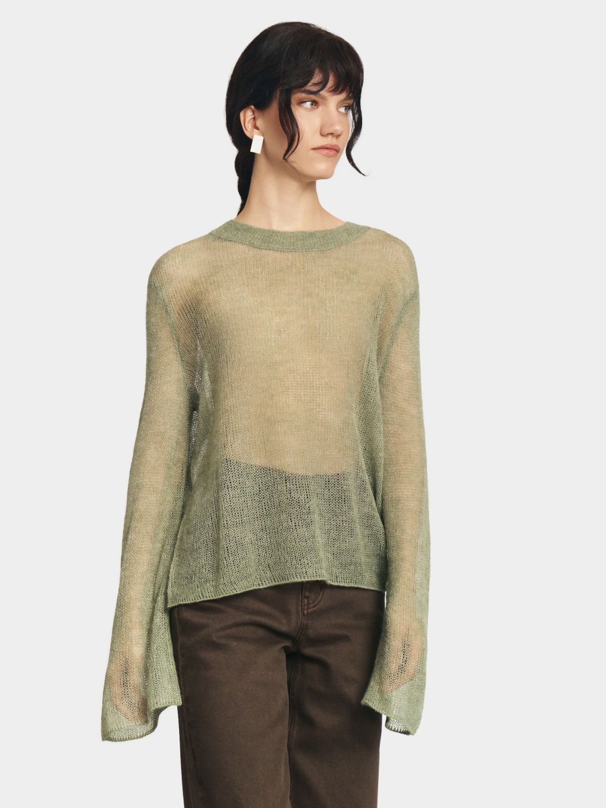 Вязаный полупрозрачный джемпер