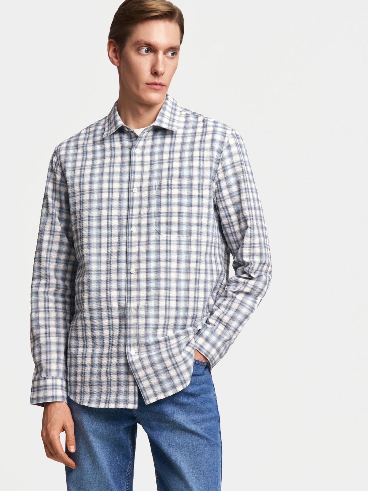 Рубашка в клетку с длинным рукавом