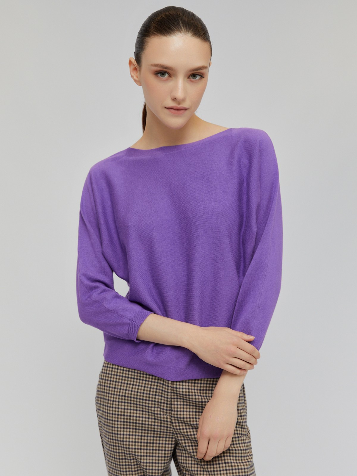 Джемпер из вязаного трикотажа с вырезом-лодочка