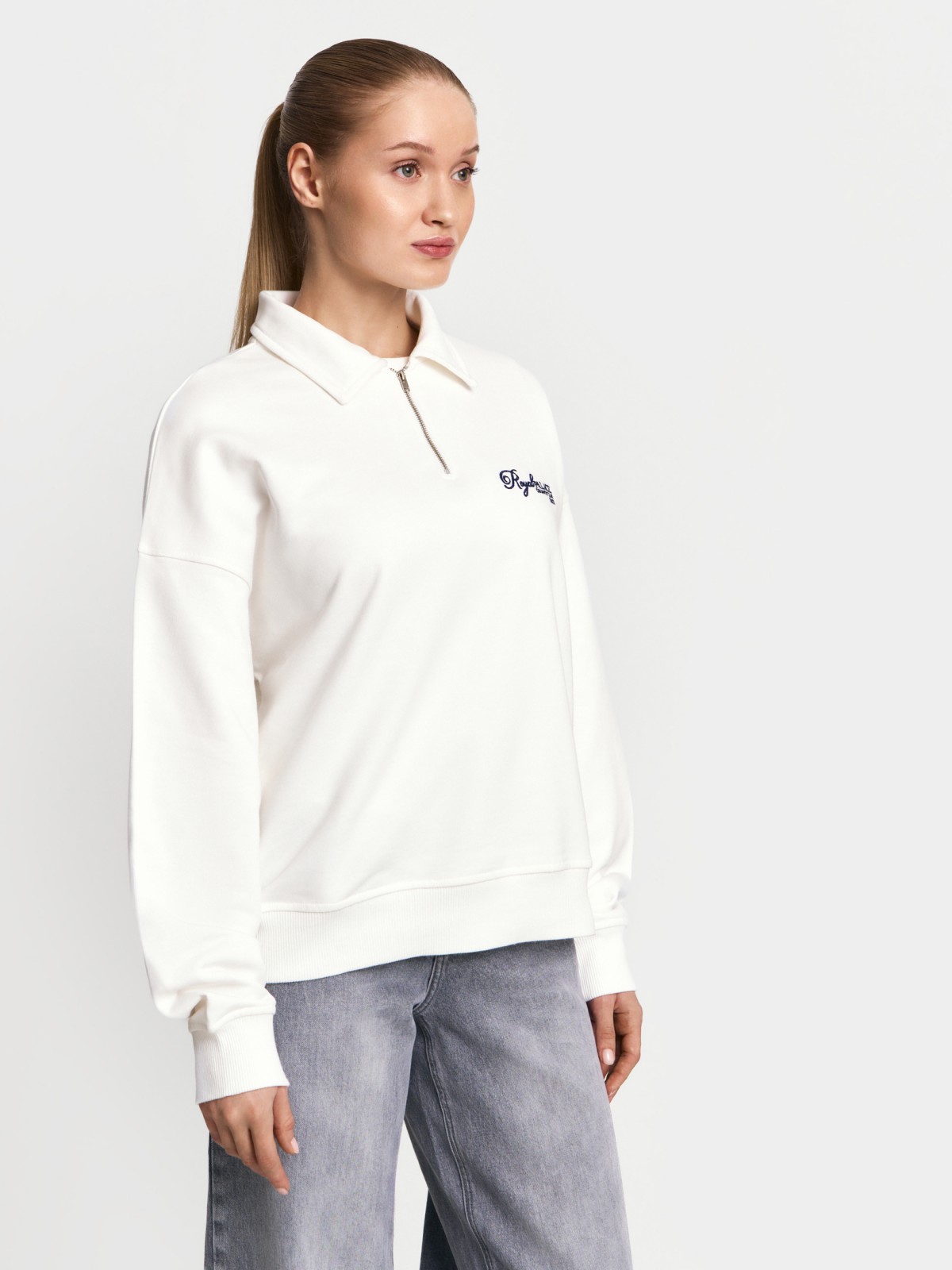 Свитшот из хлопка с воротником поло