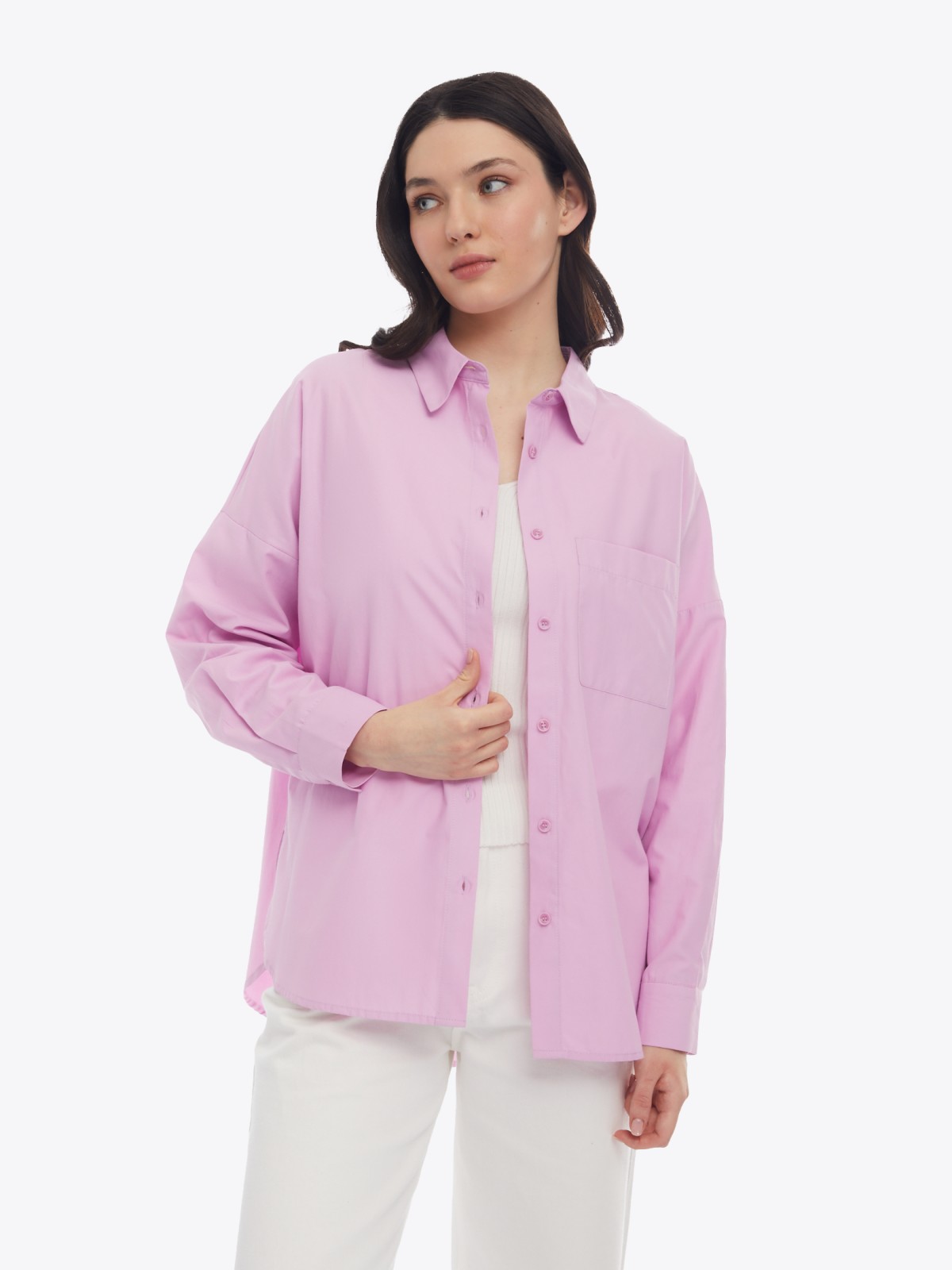 Рубашка оверсайз силуэта с надписью на спине zolla 02413118Y093, цвет розовый, размер XS