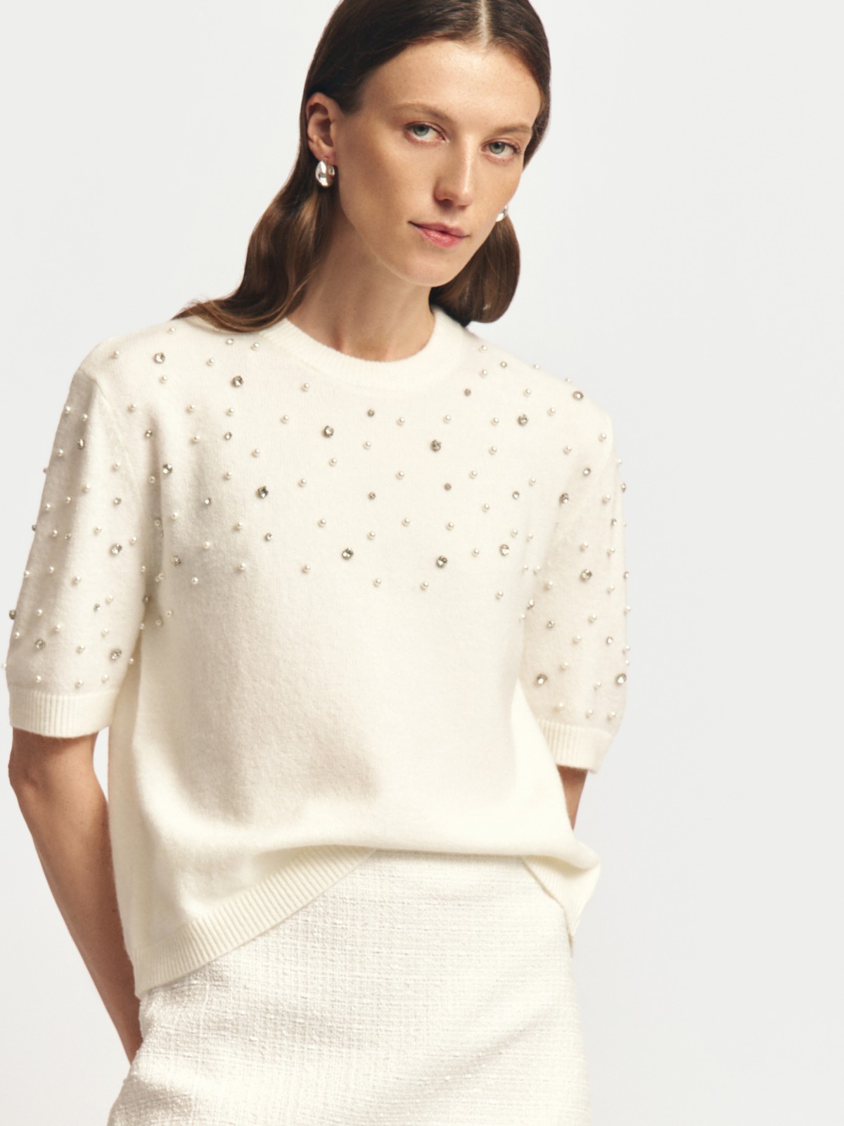 Вязаный джемпер с шерстью и декором