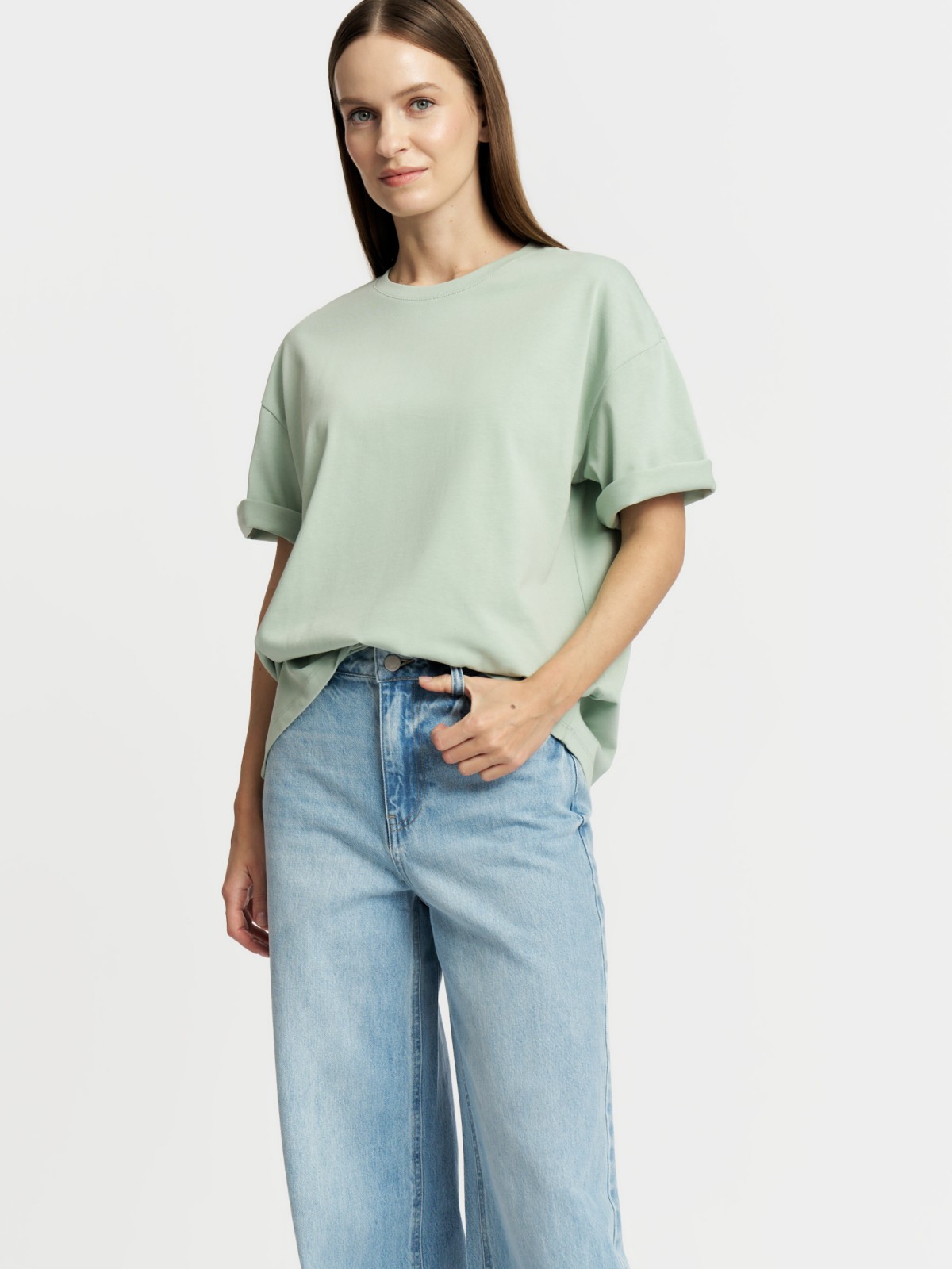 Футболка оверсайз из хлопка однотонная