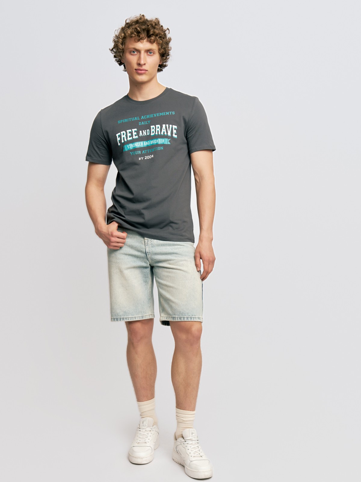 Футболка из хлопка с принтом-надписью