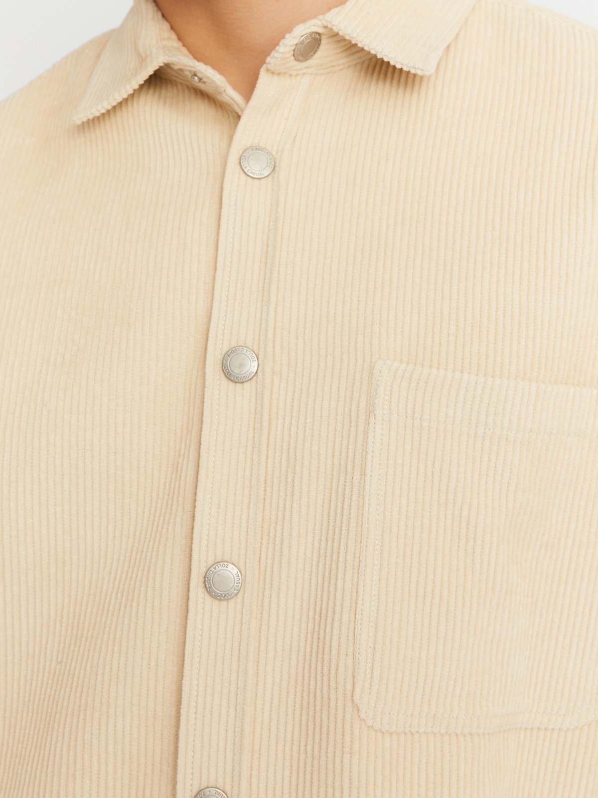 Вельветовая куртка-рубашка из хлопка с длинным рукавом zolla 21342214R041, цвет горчичный, размер M - фото 4