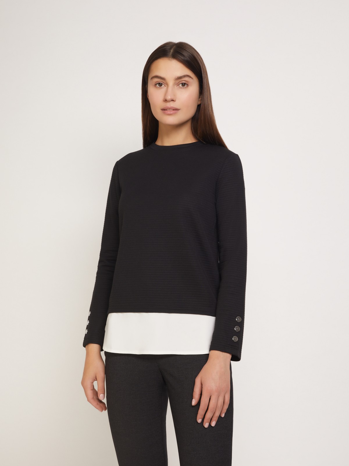 Комбинированный джемпер из фактурного материала