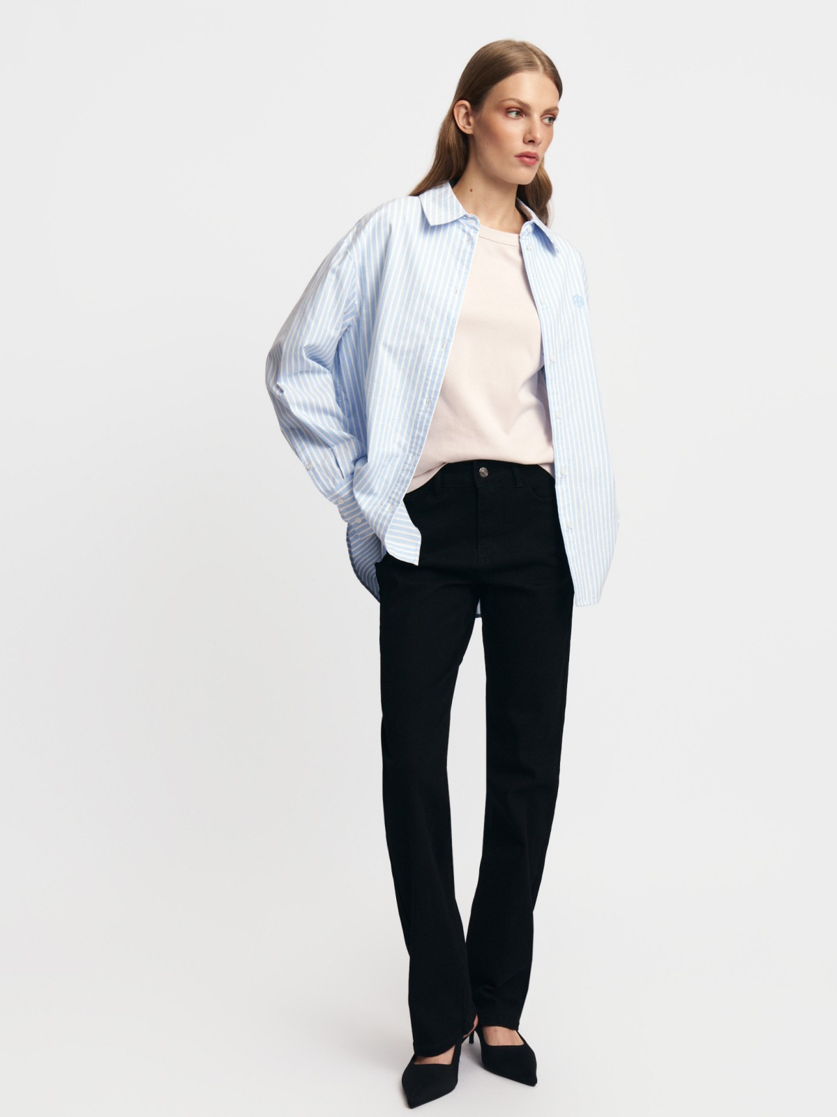 Рубашка оверсайз из хлопка в полоску