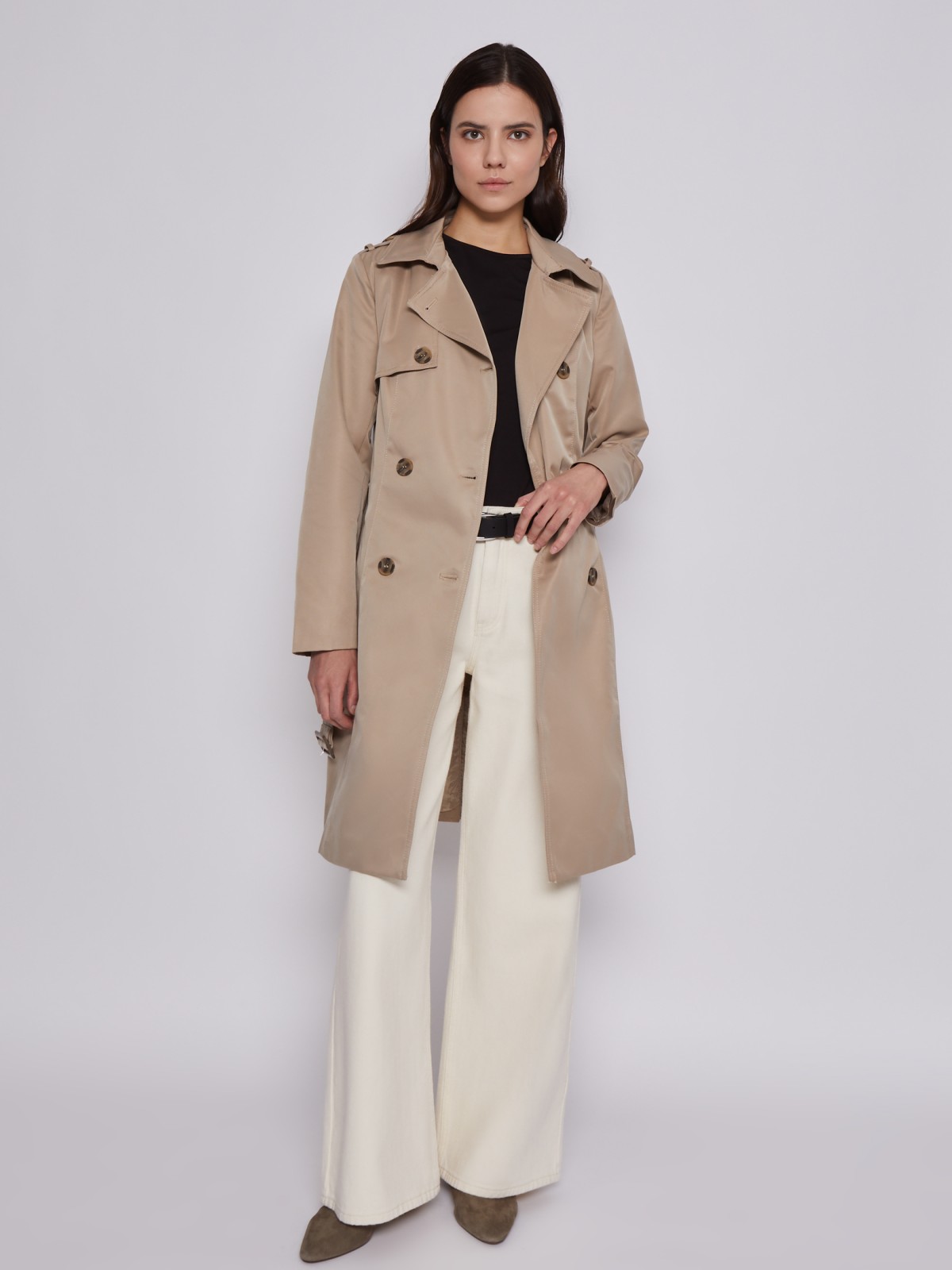 Двубортный тренчкот с ремнём