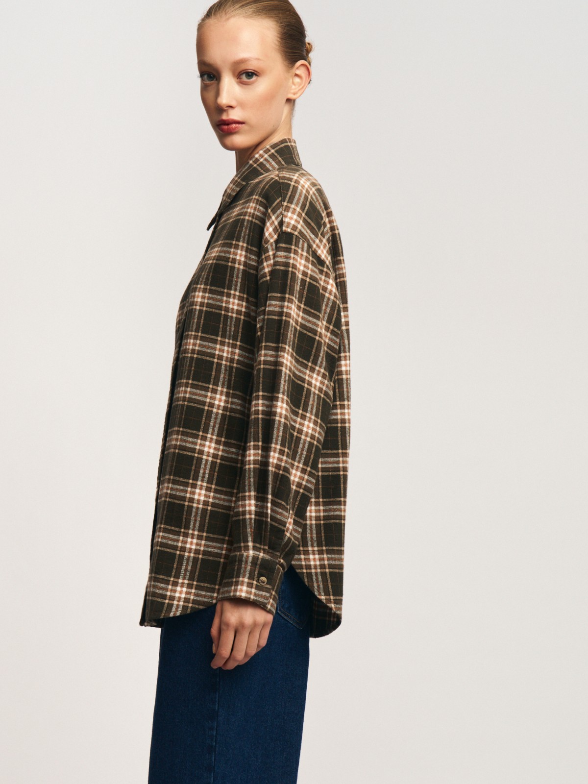 Фланелевая рубашка из хлопка в клетку