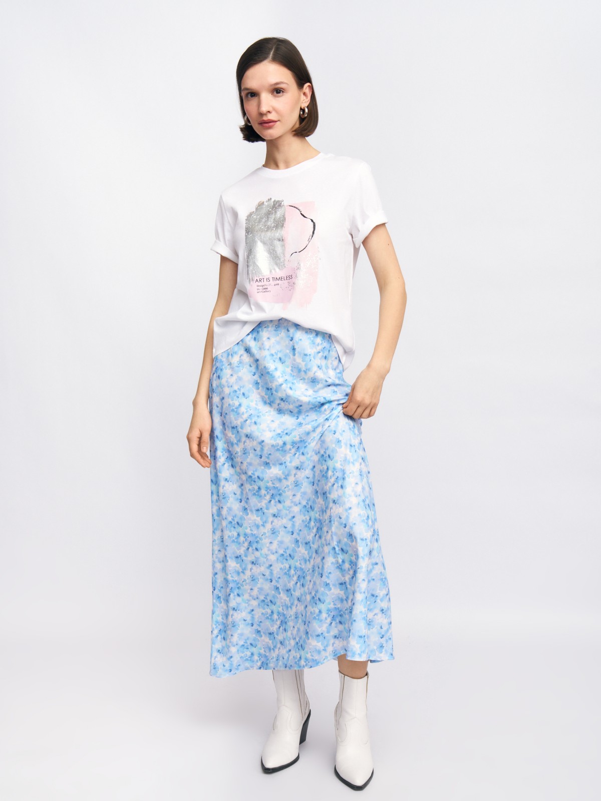 Юбка миди с цветочным принтом