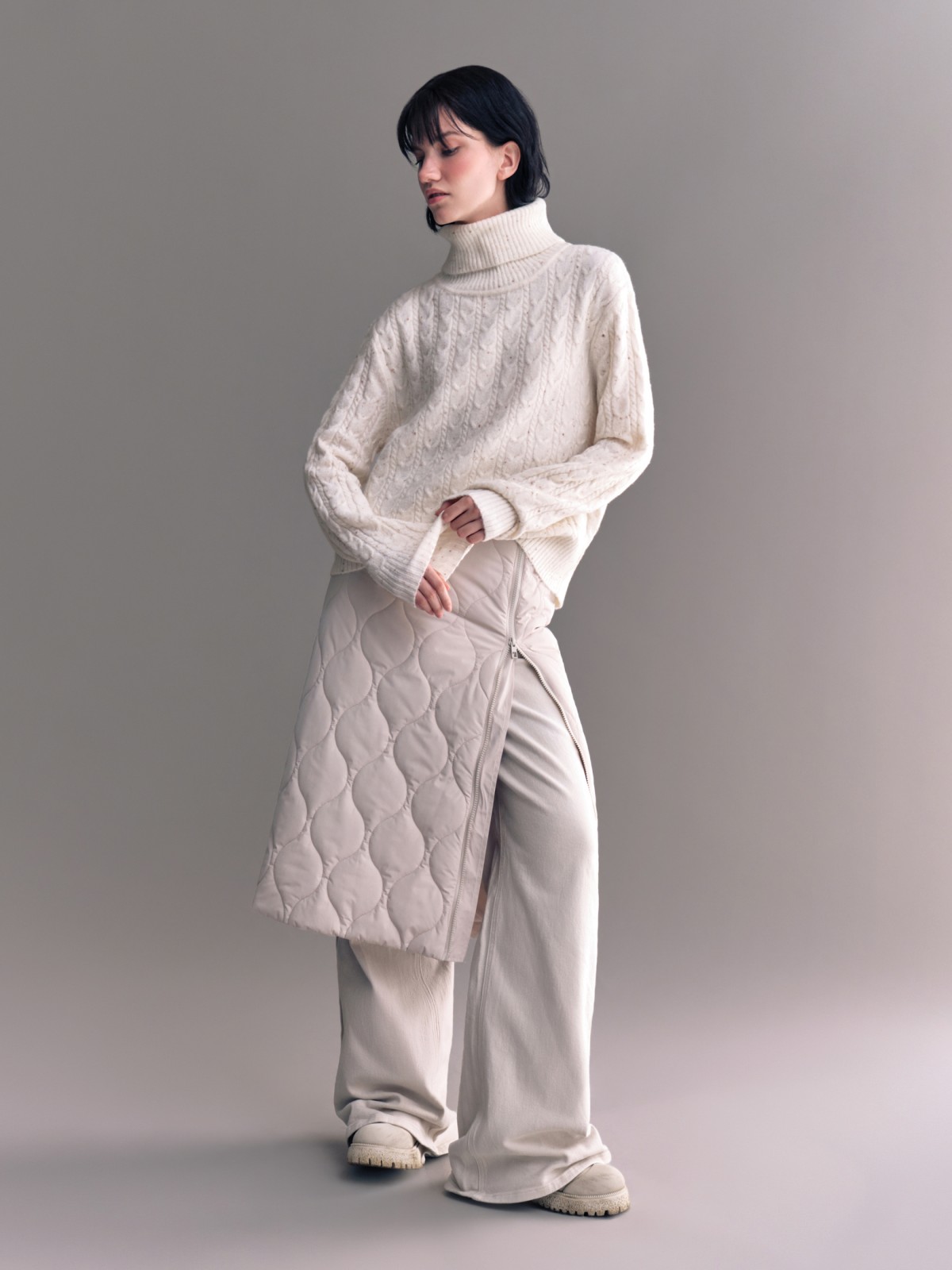 Тёплая стёганая юбка-карандаш на синтепоне