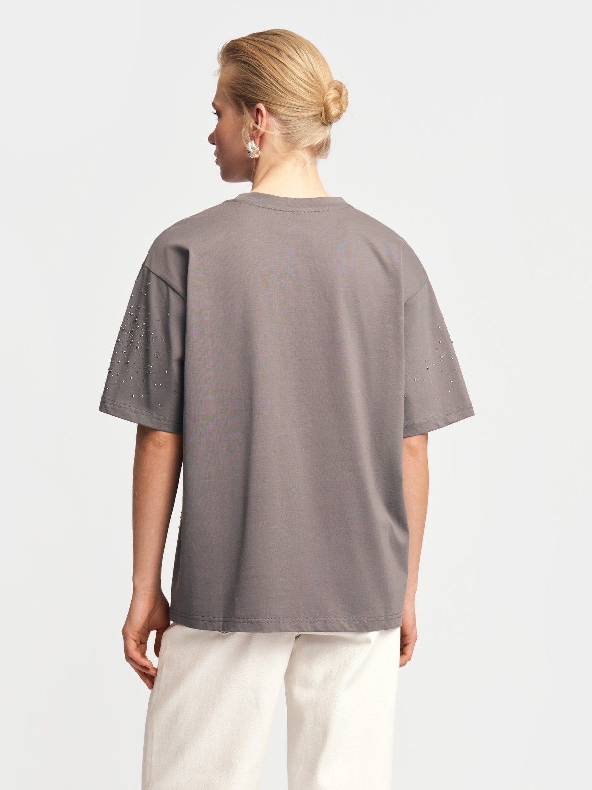 Футболка из хлопка со стразами