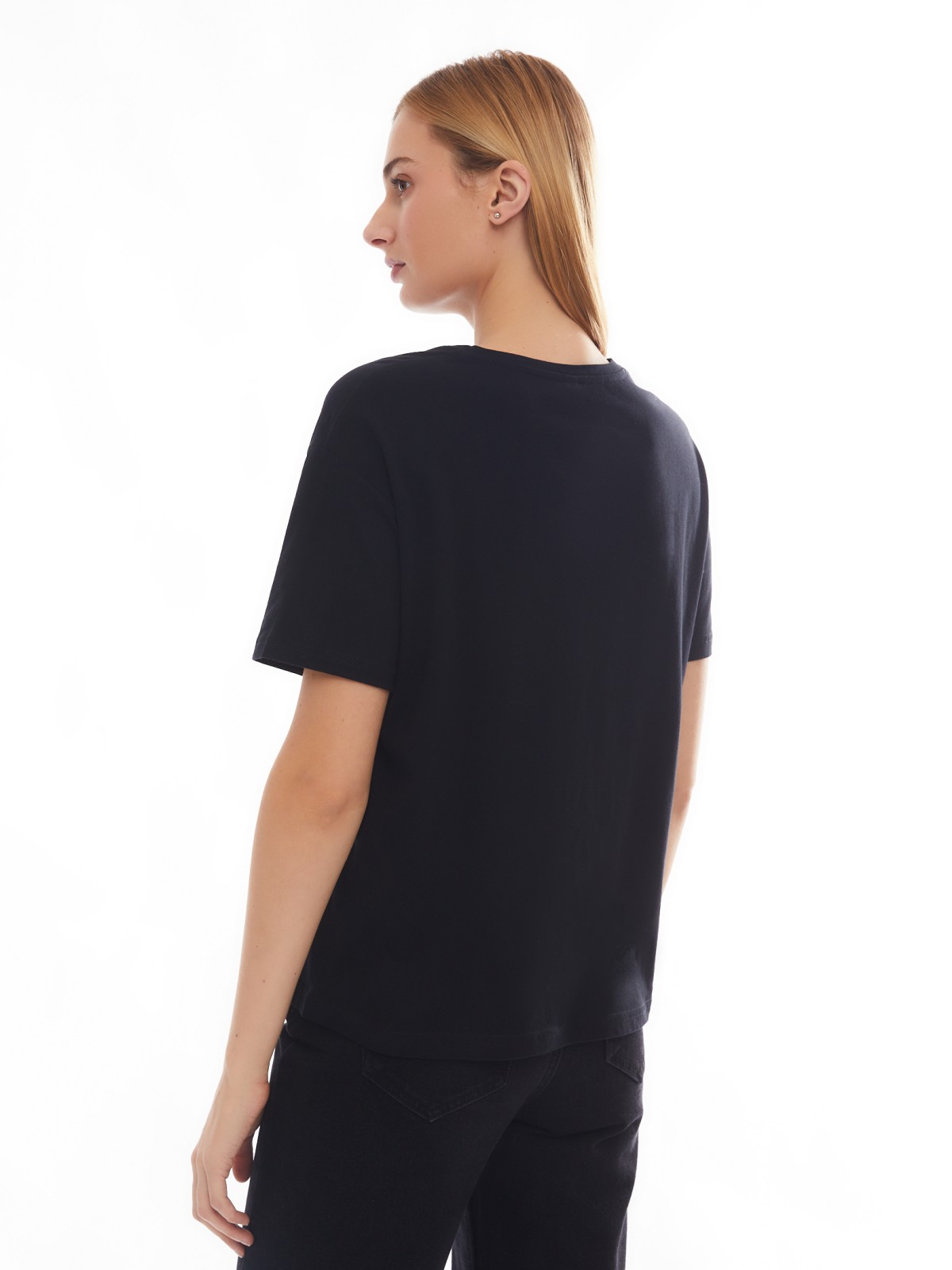 Футболка из хлопка с коротким рукавом и принтом