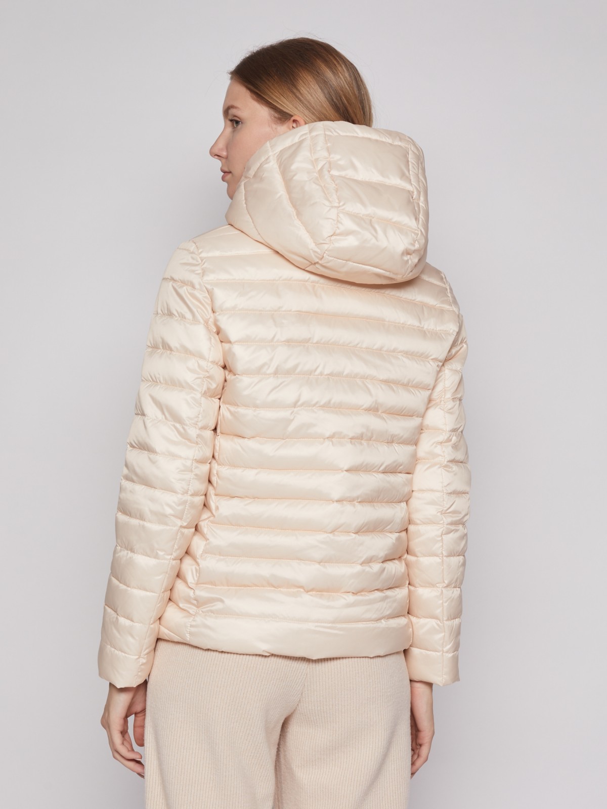 Утеплённая стёганая куртка с капюшоном zolla 022125112224, цвет розовый, размер XS - фото 6