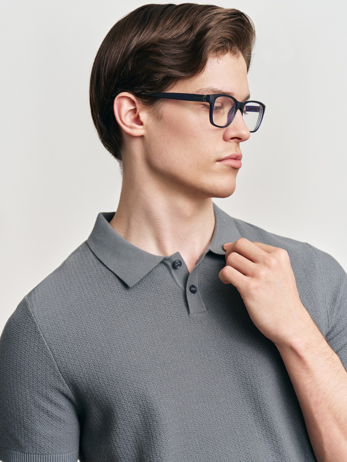 Трикотажный джемпер поло из хлопка с коротким рукавом