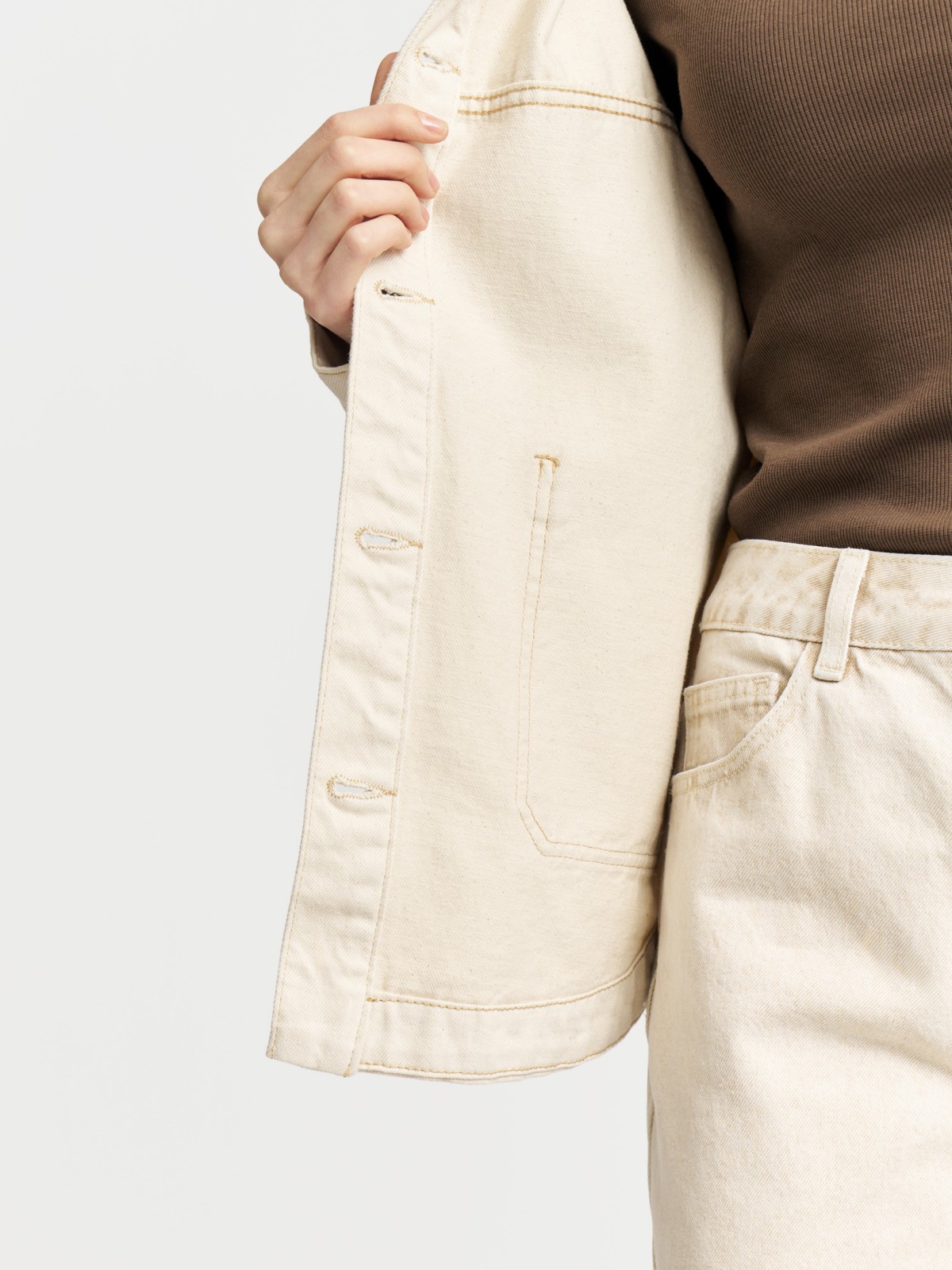 Джинсовая куртка-рубашка из хлопка