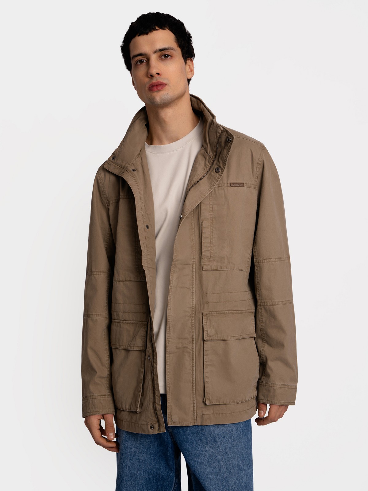 Куртка-ветровка из хлопка с воротником-стойкой