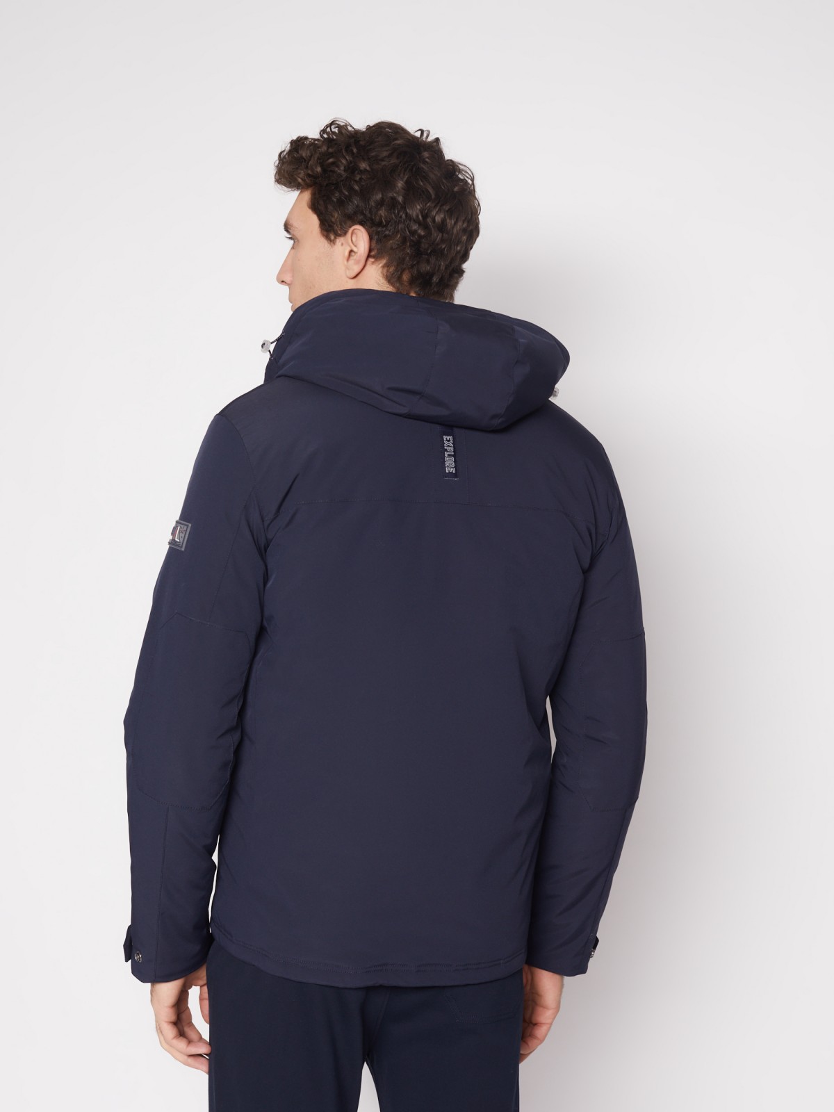 Утеплённая куртка с капюшоном zolla 012135102104, цвет темно-синий, размер M - фото 6