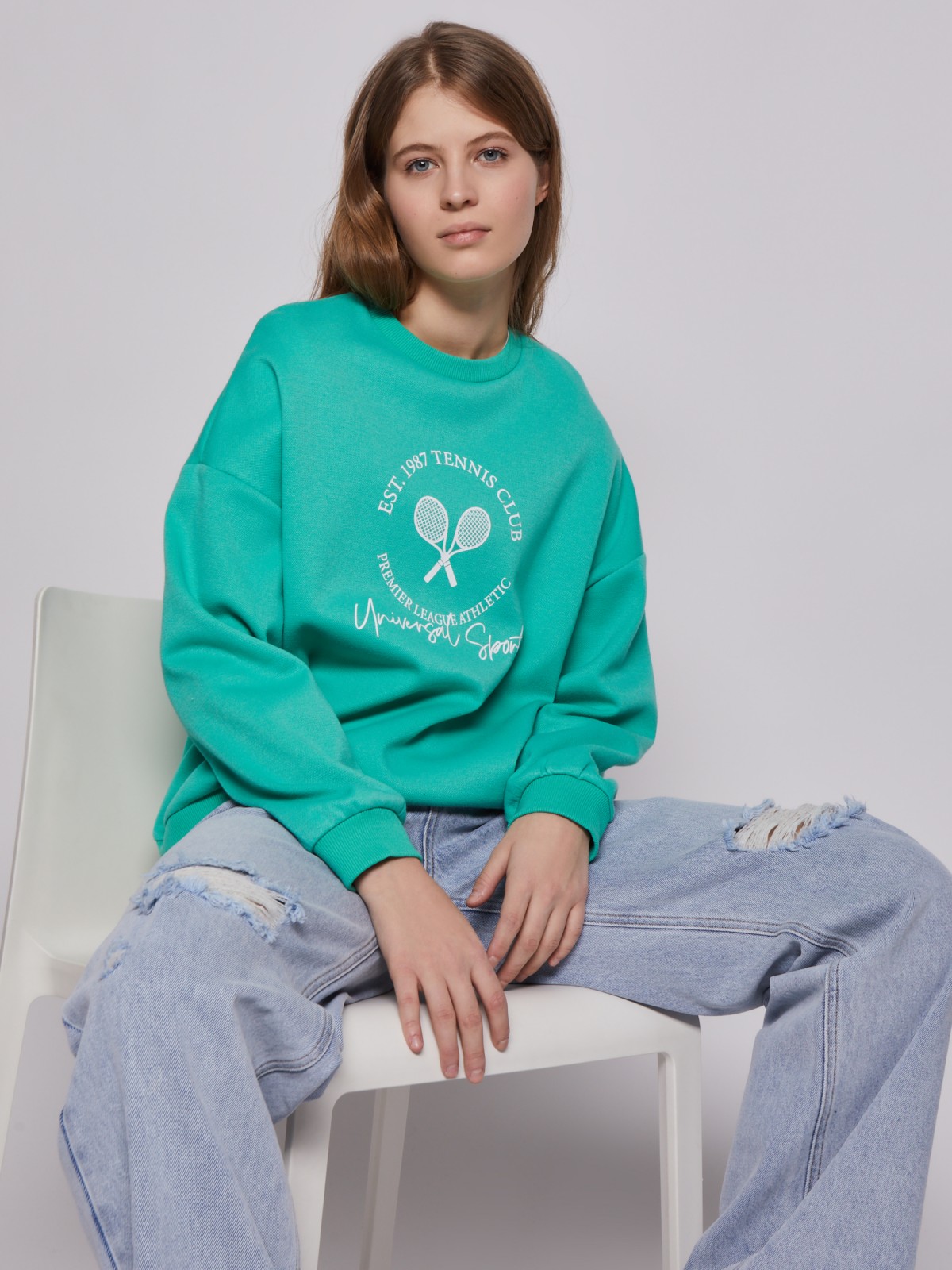 Свитшот из хлопка с принтом