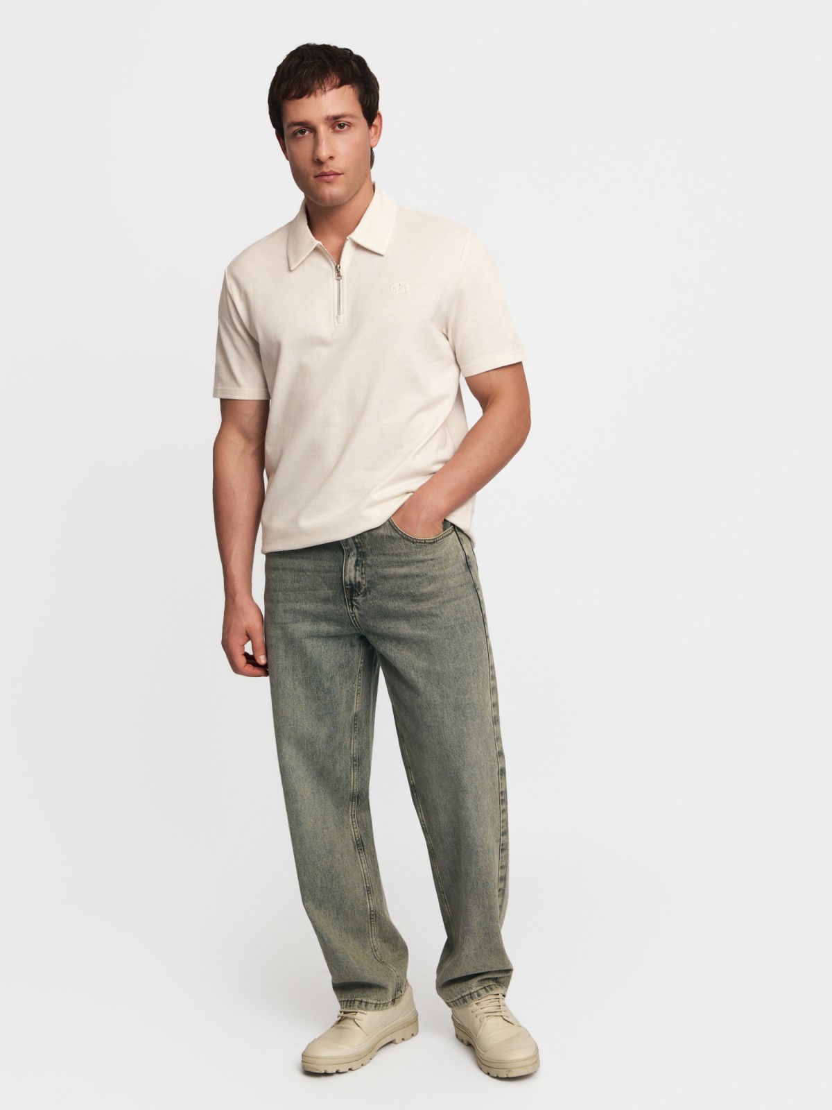 Футболка поло из хлопка на молнии