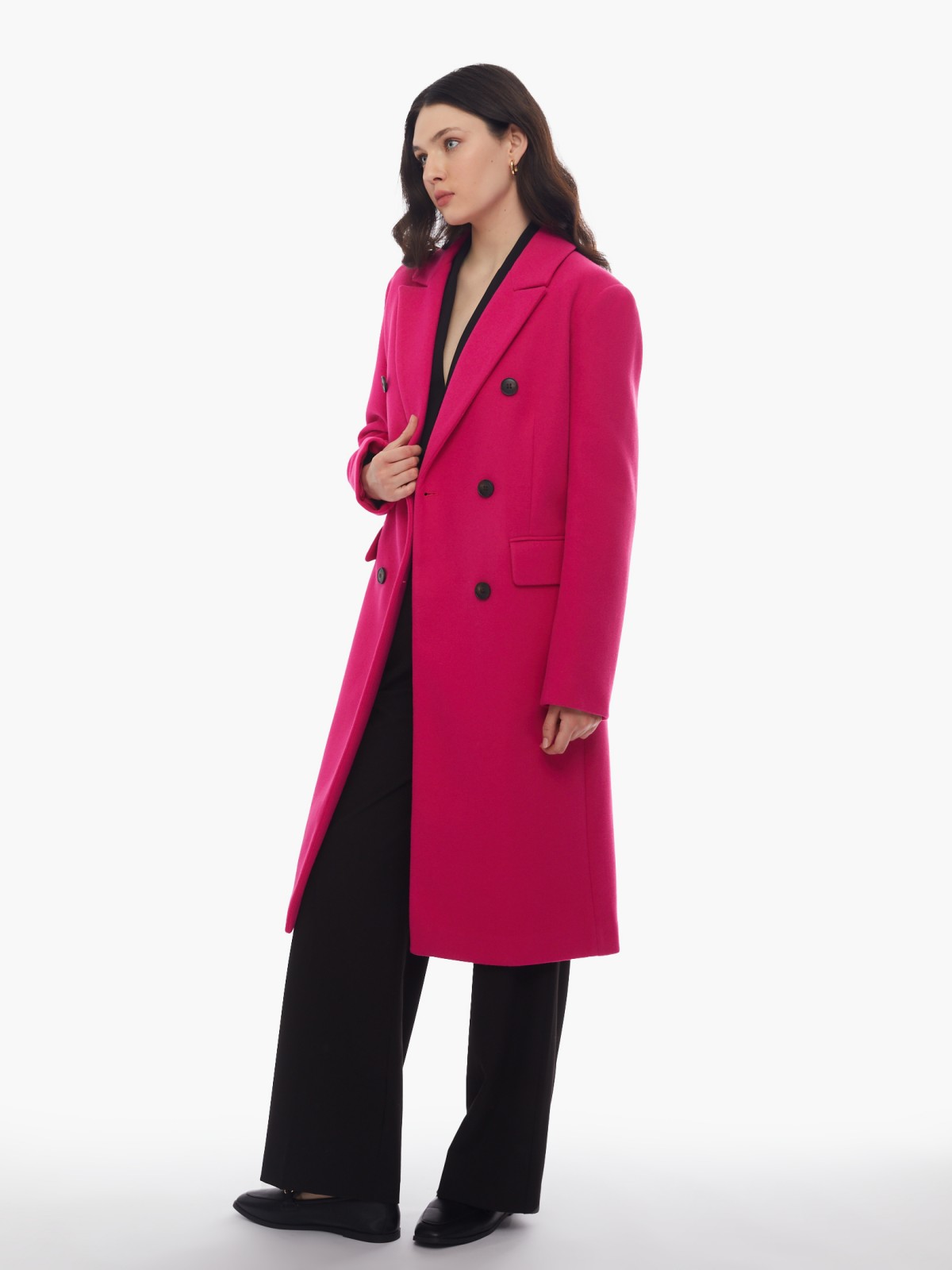Тёплое пальто полуприлегающего фасона с отложным воротником zolla 024125857164, цвет фуксия, размер XS - фото 4
