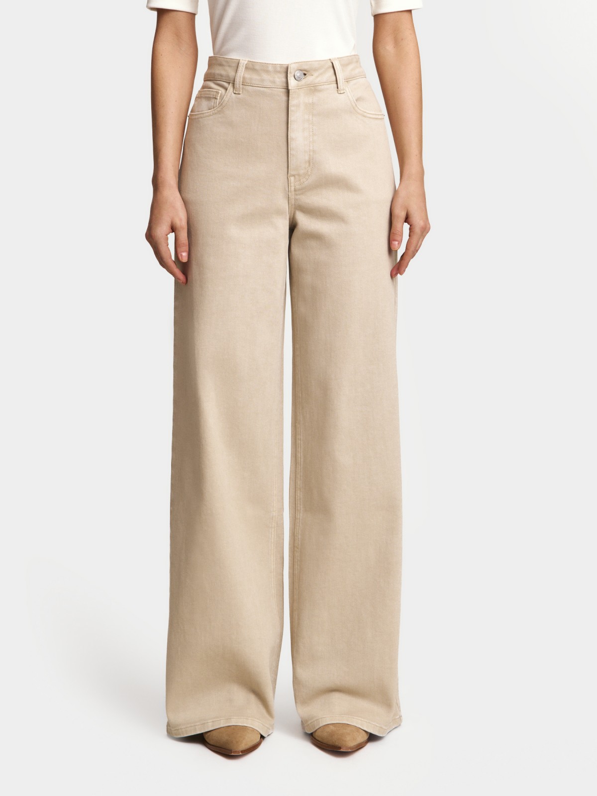 Джинсы силуэта Wide с высокой посадкой