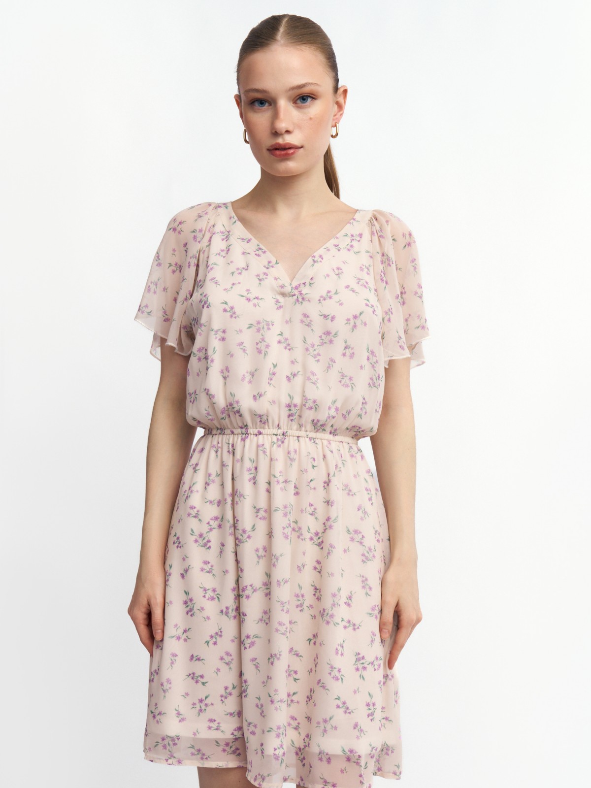 Шифоновое платье мини с цветочным принтом