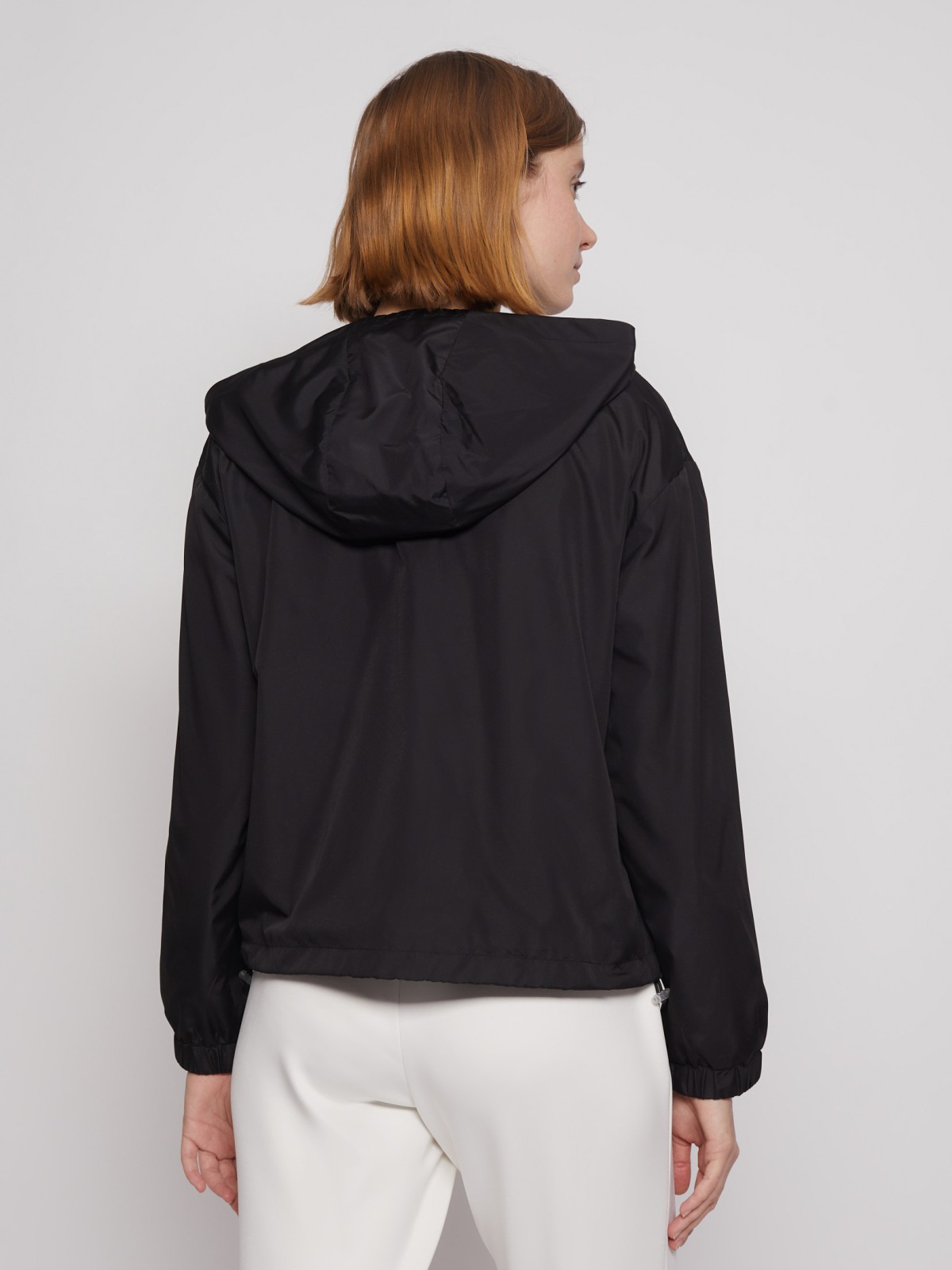 Куртка-ветровка с капюшоном zolla 022215602024, цвет черный, размер XS - фото 6