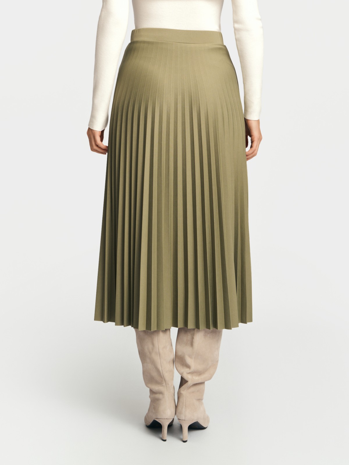 Трикотажная юбка плиссе длины миди на резинке